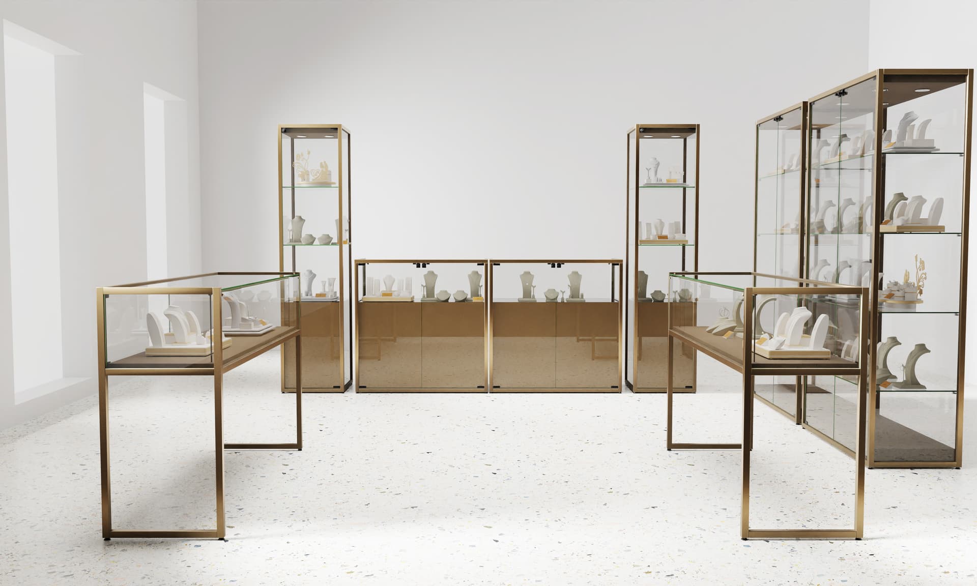 Showcase table in retail setting