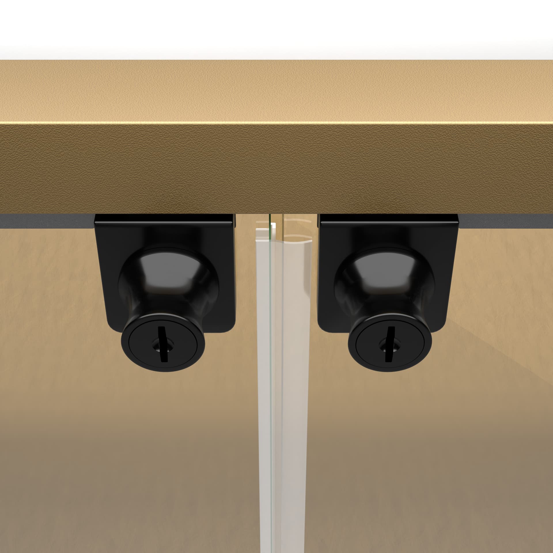 Showcase table with plastic door guard