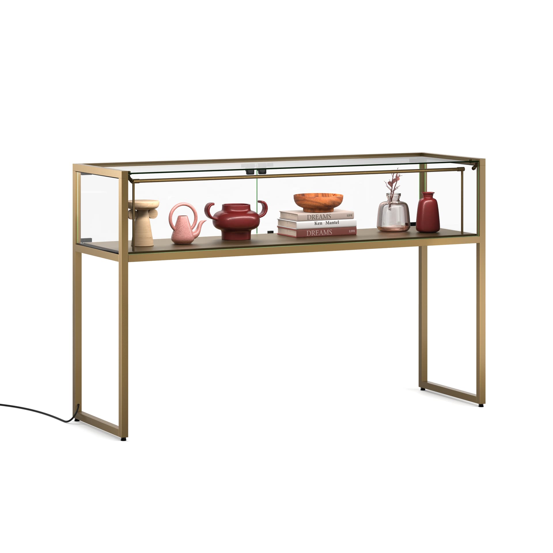 Showcase table in bronze finish