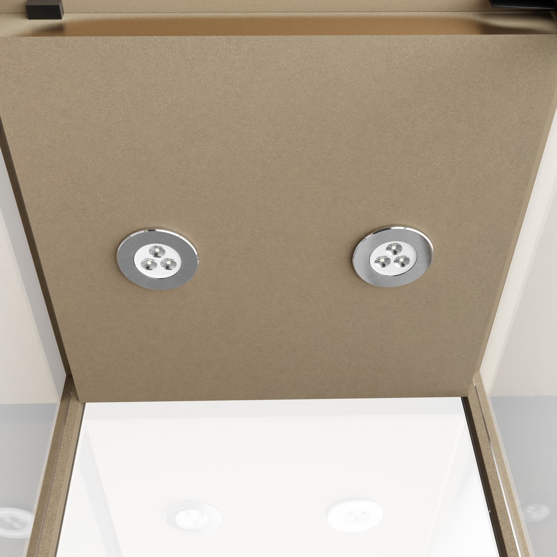 Glass display cabinet with LED lights