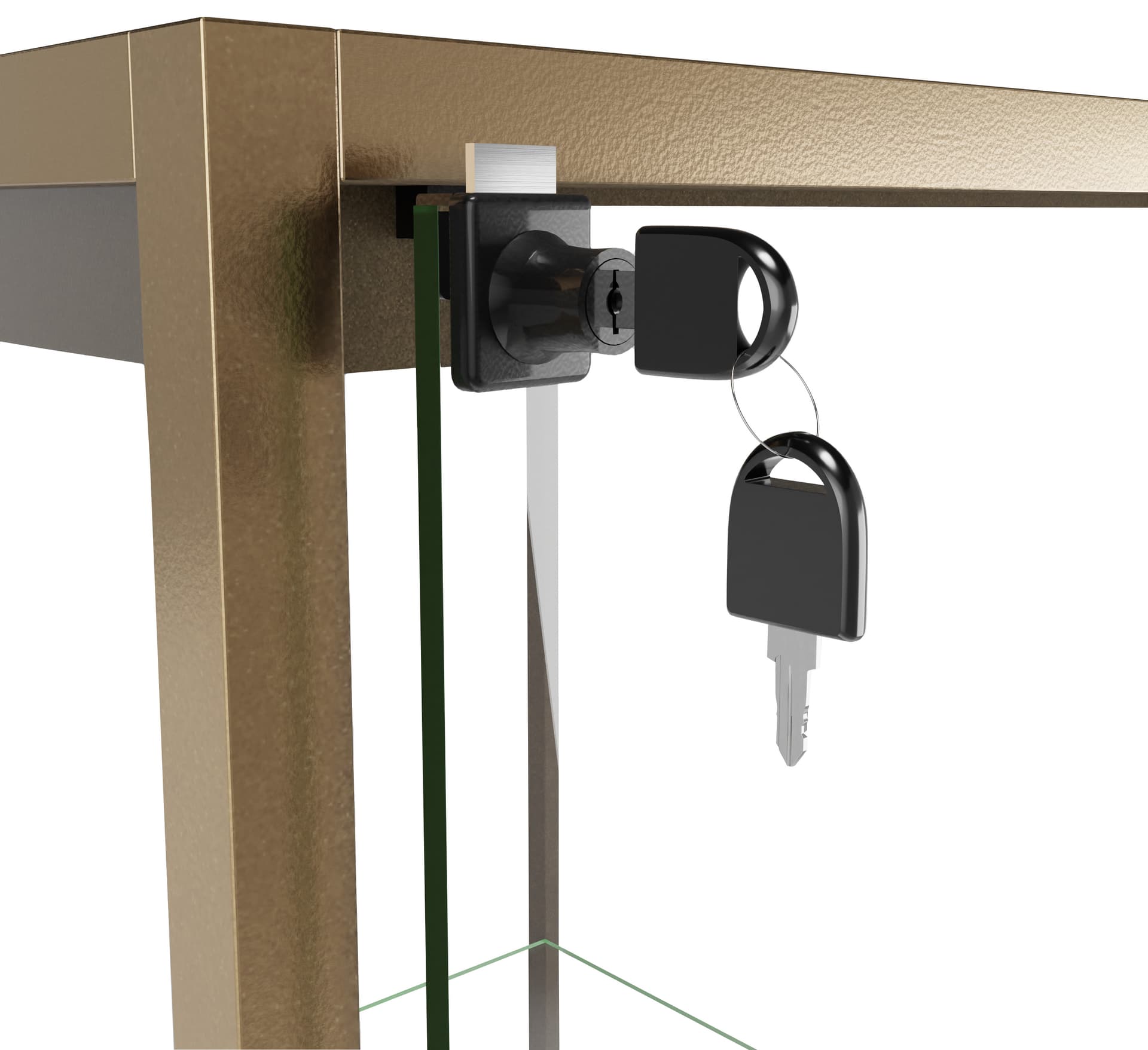 Glass display cabinet with lock