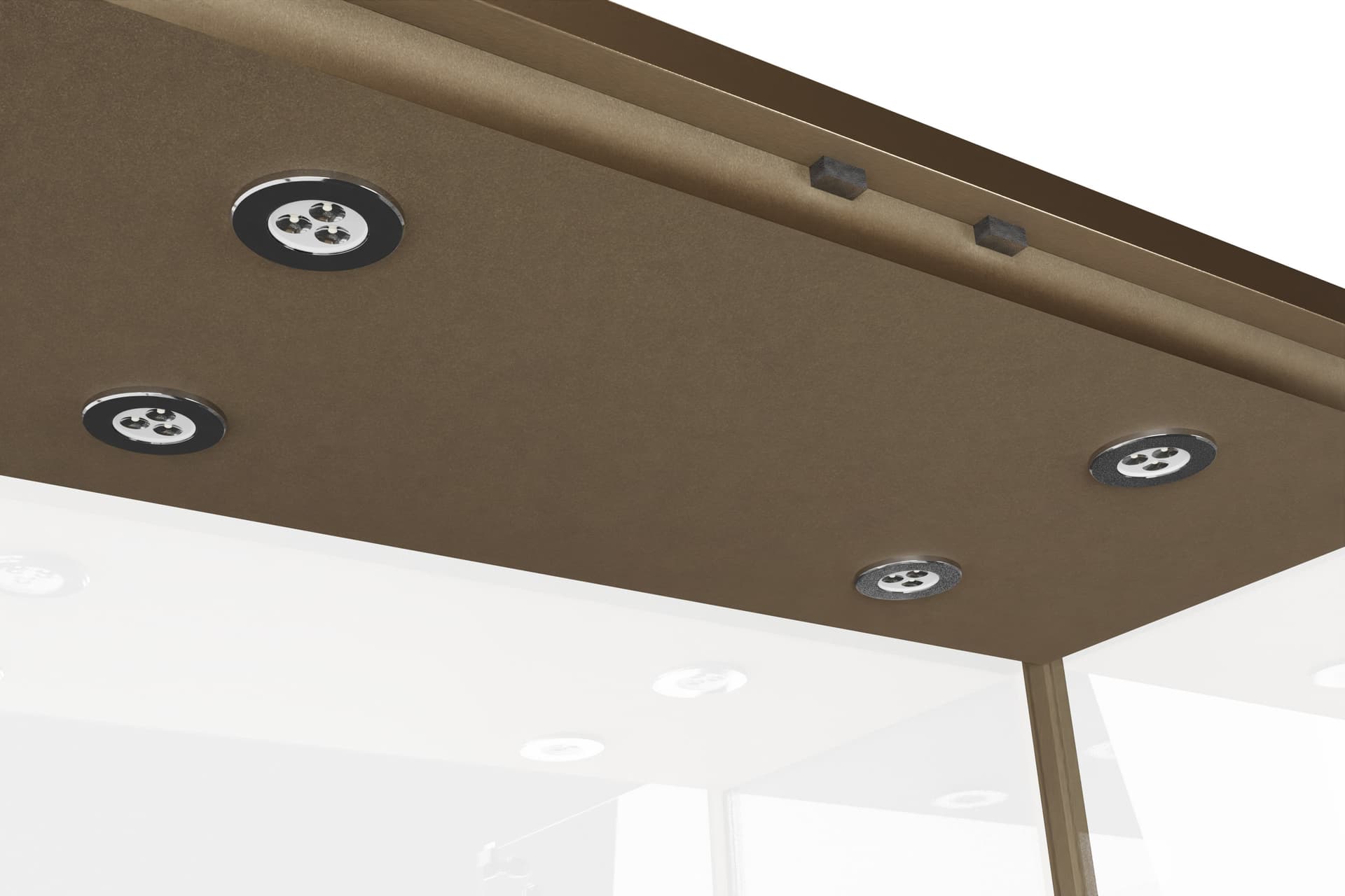 Locking glass display cabinet with four top led lights
