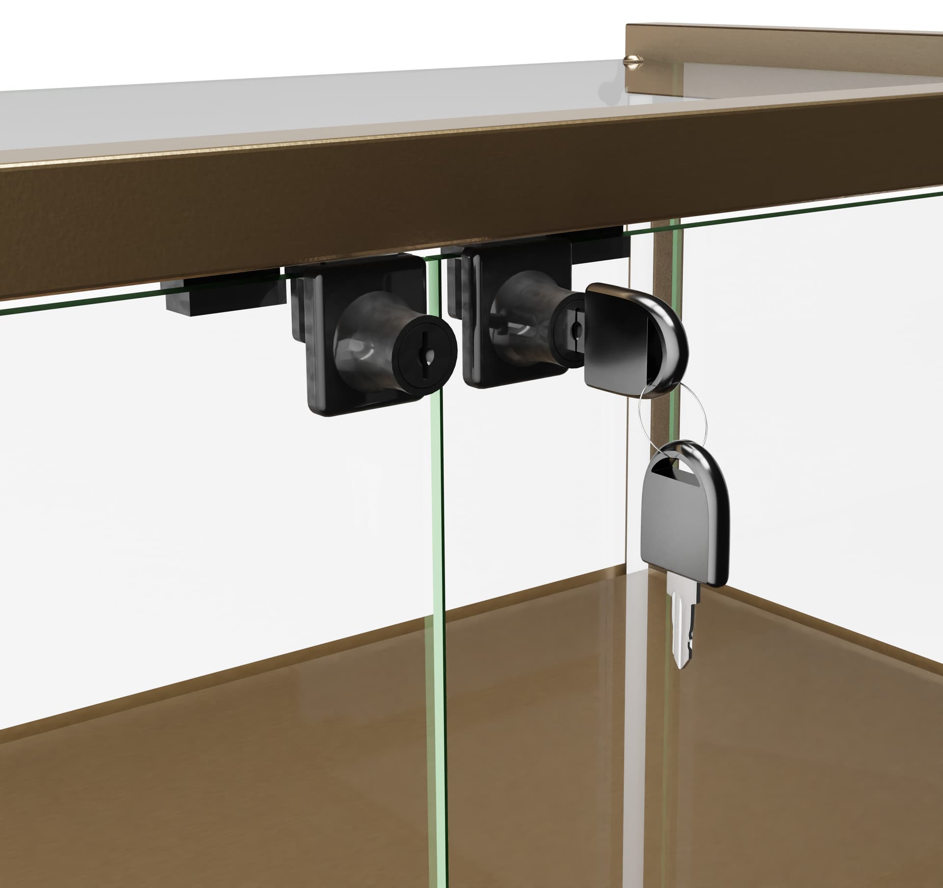 Showcase counter with locking display