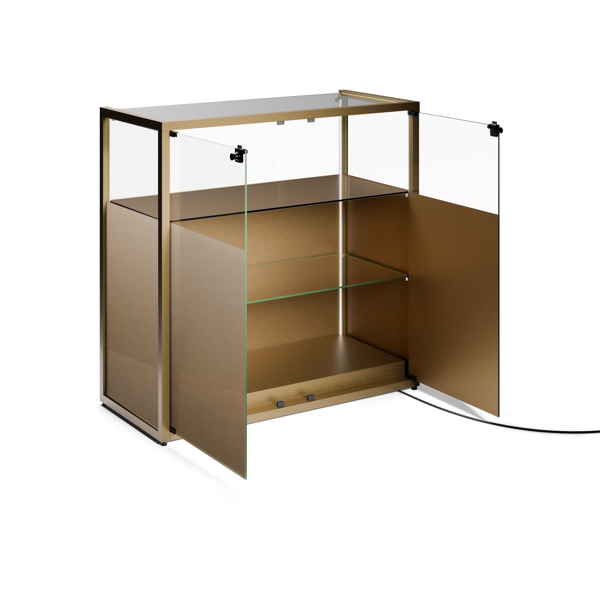 Showcase counter with storage cabinet