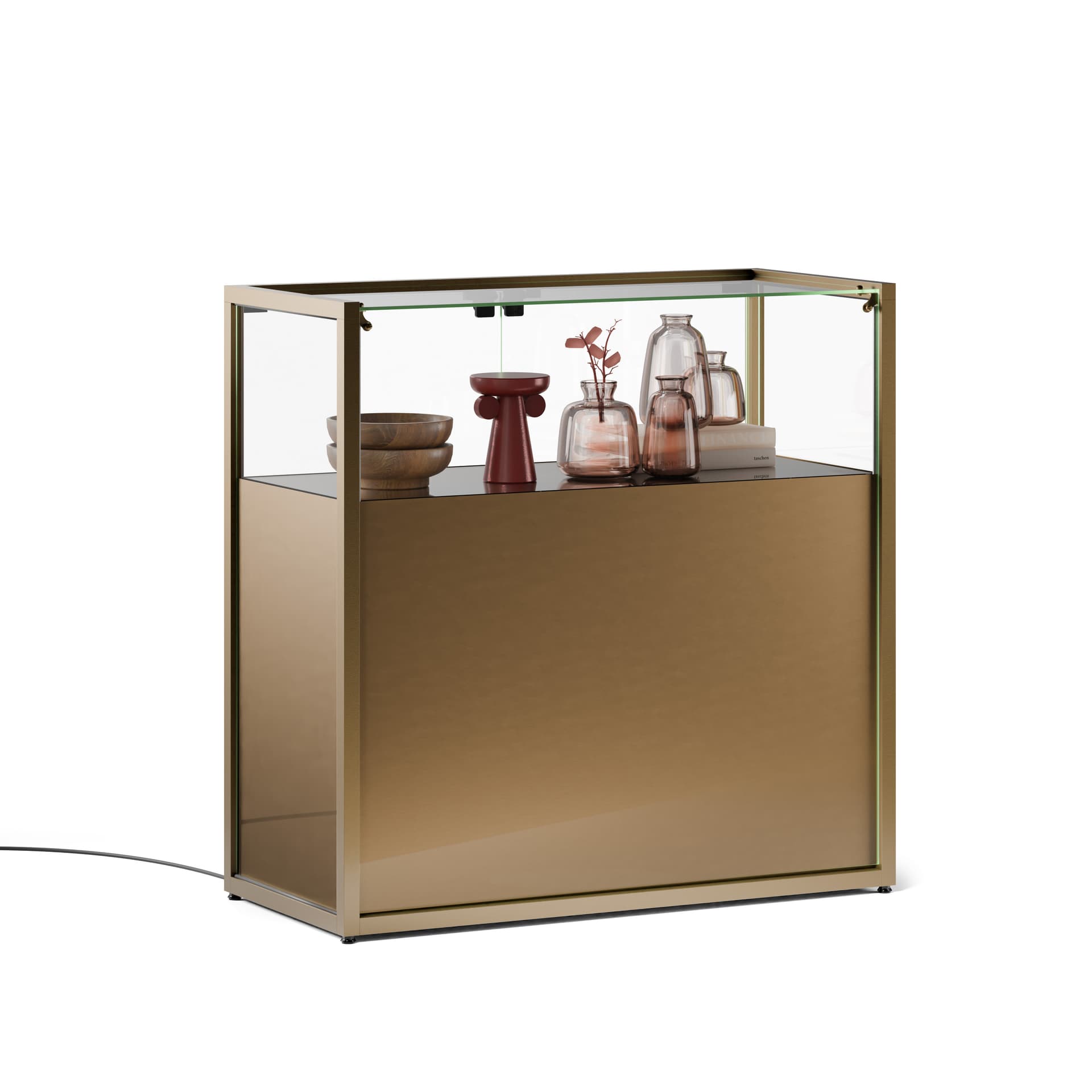 Showcase counter with bronze finish