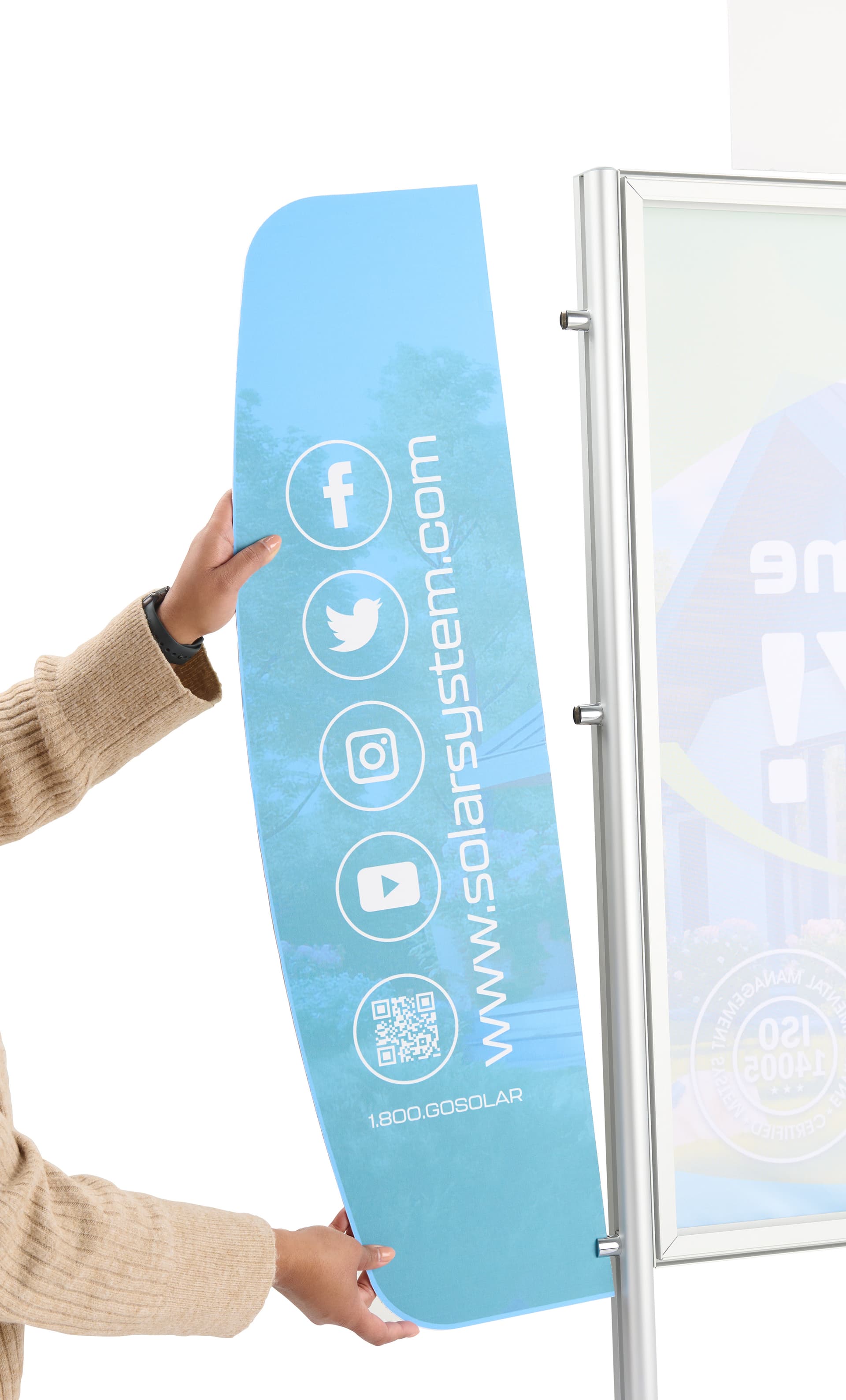 Trade show tabletop display with two side panels