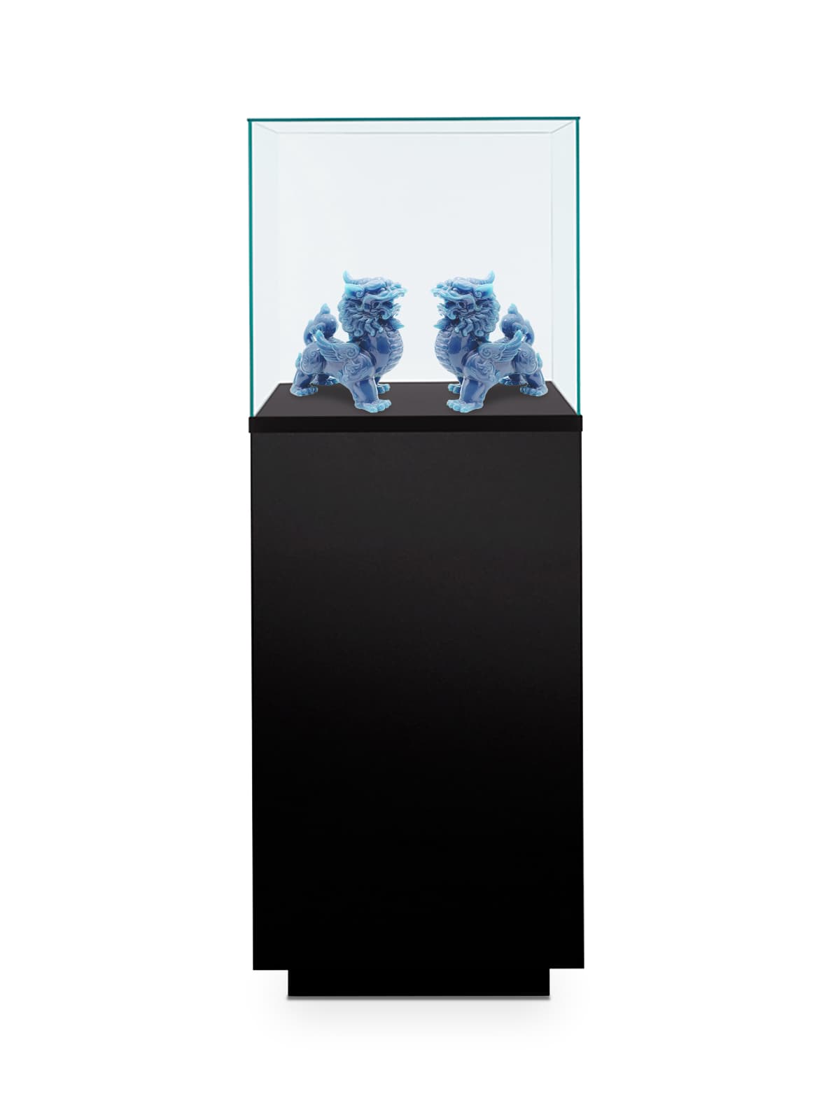 Museum pedestal display case with sleek modern design