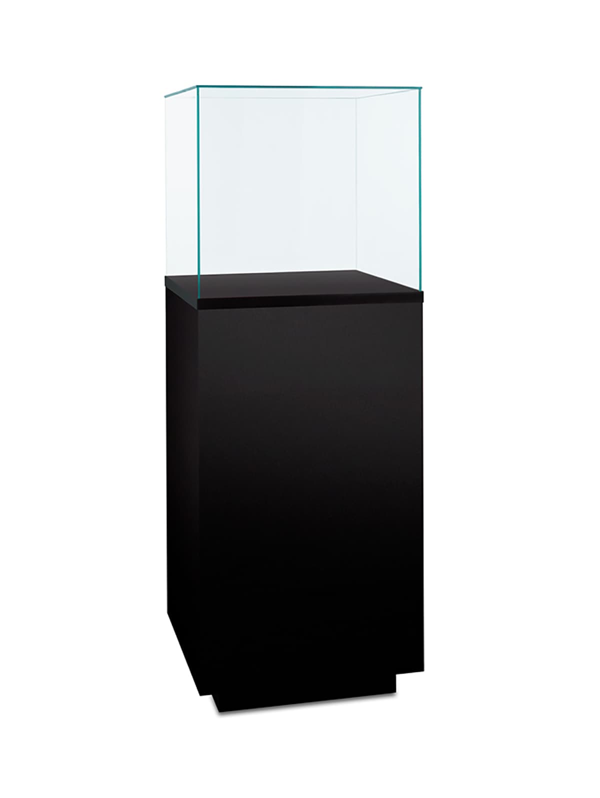 Museum pedestal display case with 4" toe kick