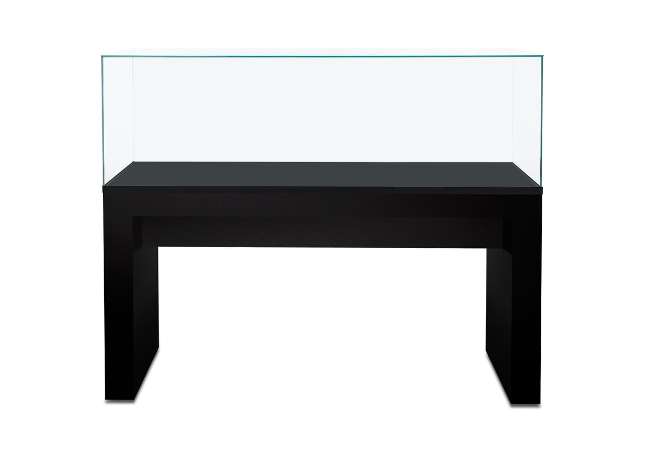 Glass display table case with lift-off top