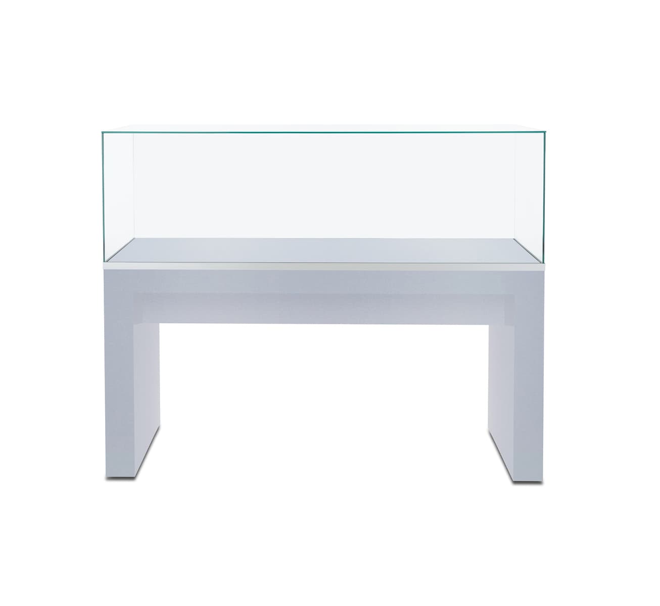 Glass display table case with adjustable levelers 