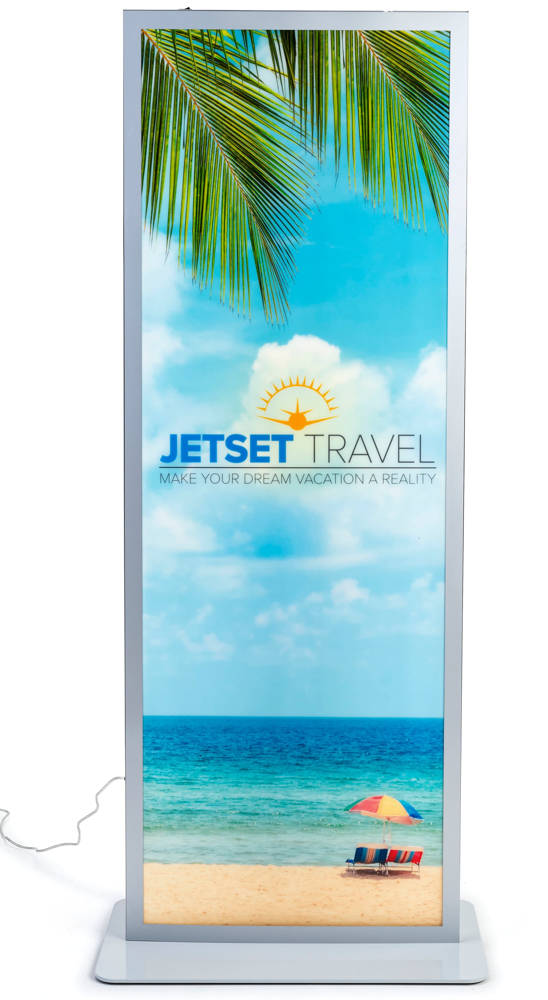 LED floor sign totem stand with 23 x 66 printing area 