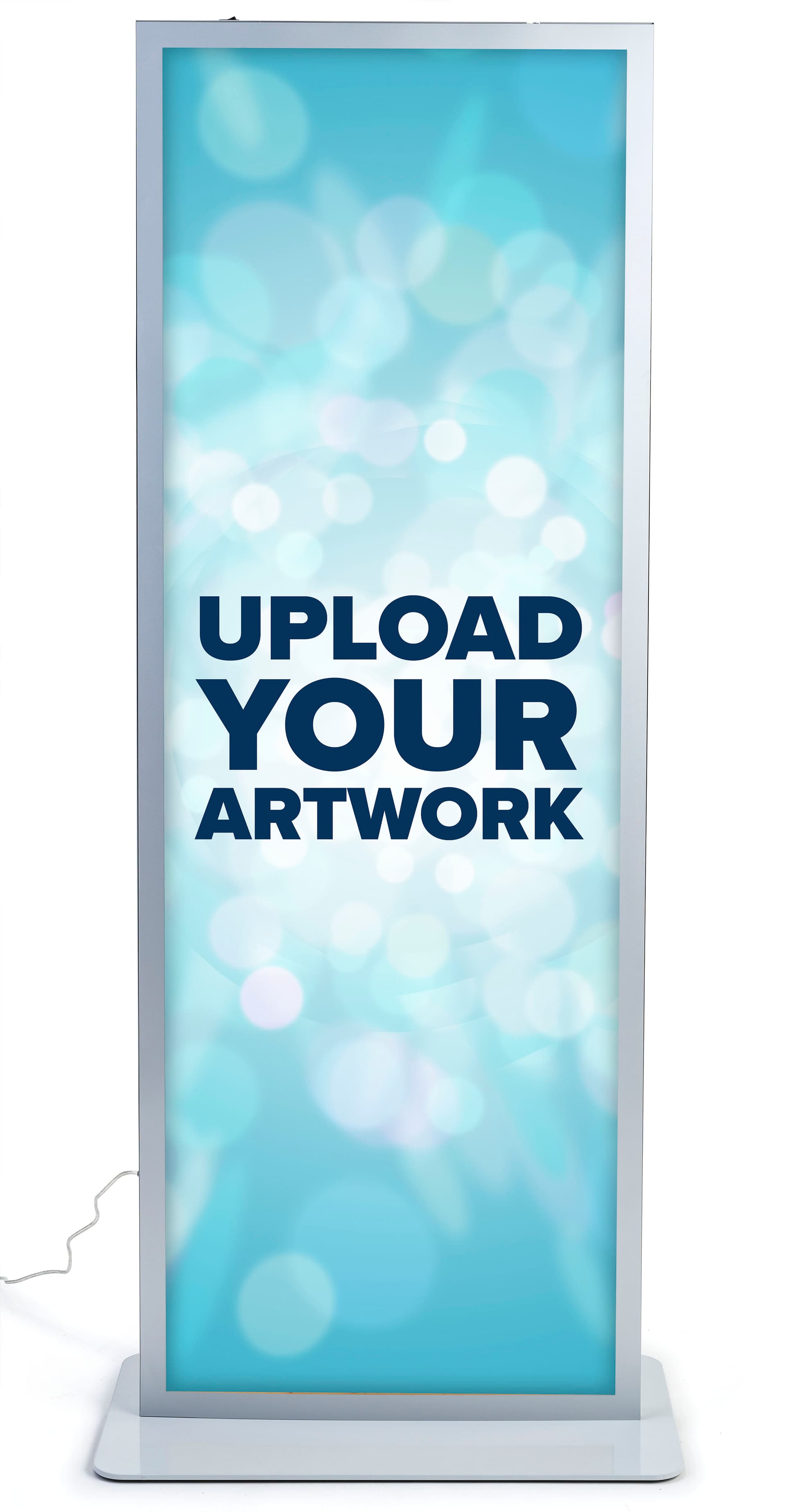 LED floor sign totem features two personalized inserts 