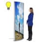 27" x 77" Floor Standing Backlit Poster Holder, Curved Frame, Double-Sided - Silver