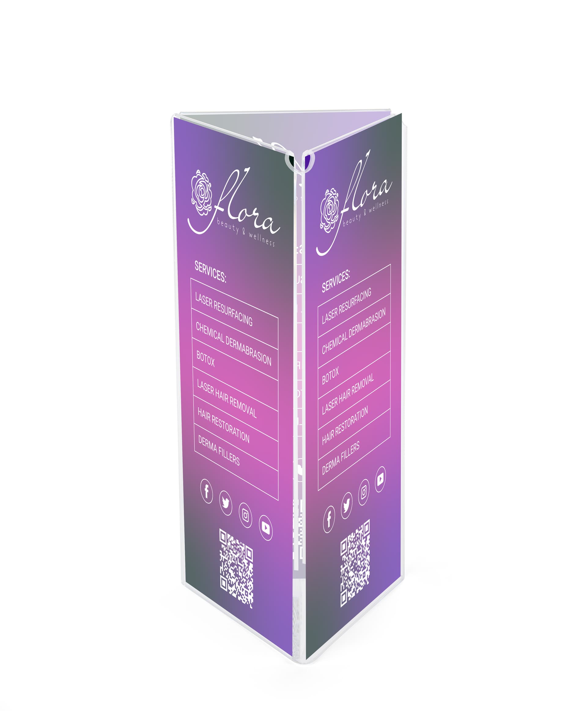 Menu card holder fits  4" x 9" graphics