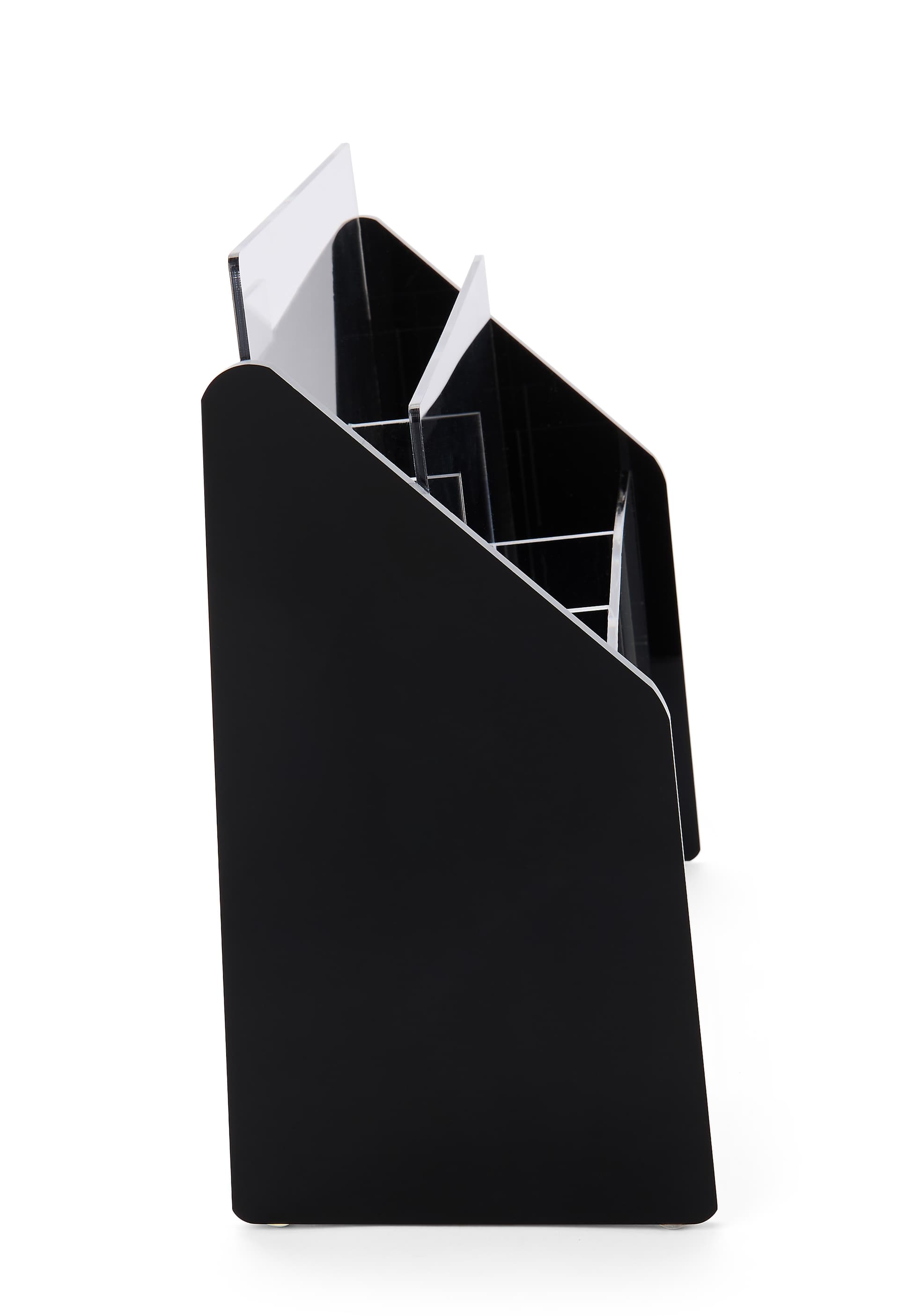 Recycled acrylic leaflet display with a stacked design