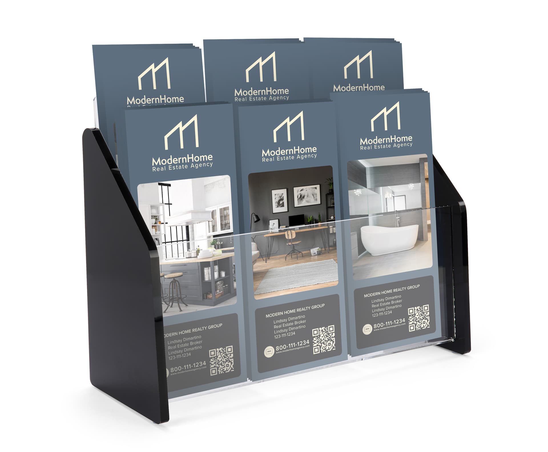Recycled acrylic leaflet display with 6 lightweight design