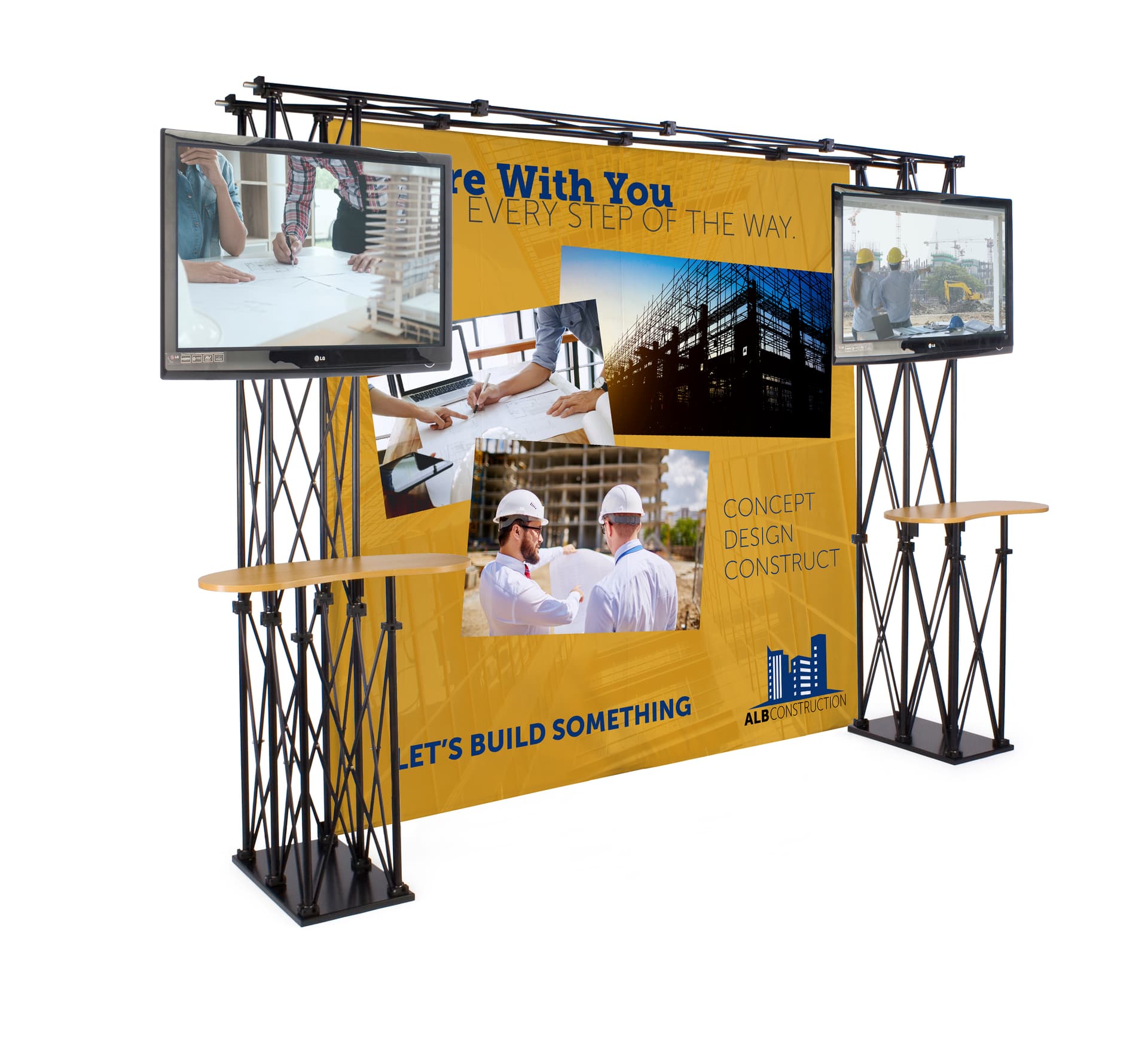 Truss Trade Show Booth Backdrop shown with Custom Graphics