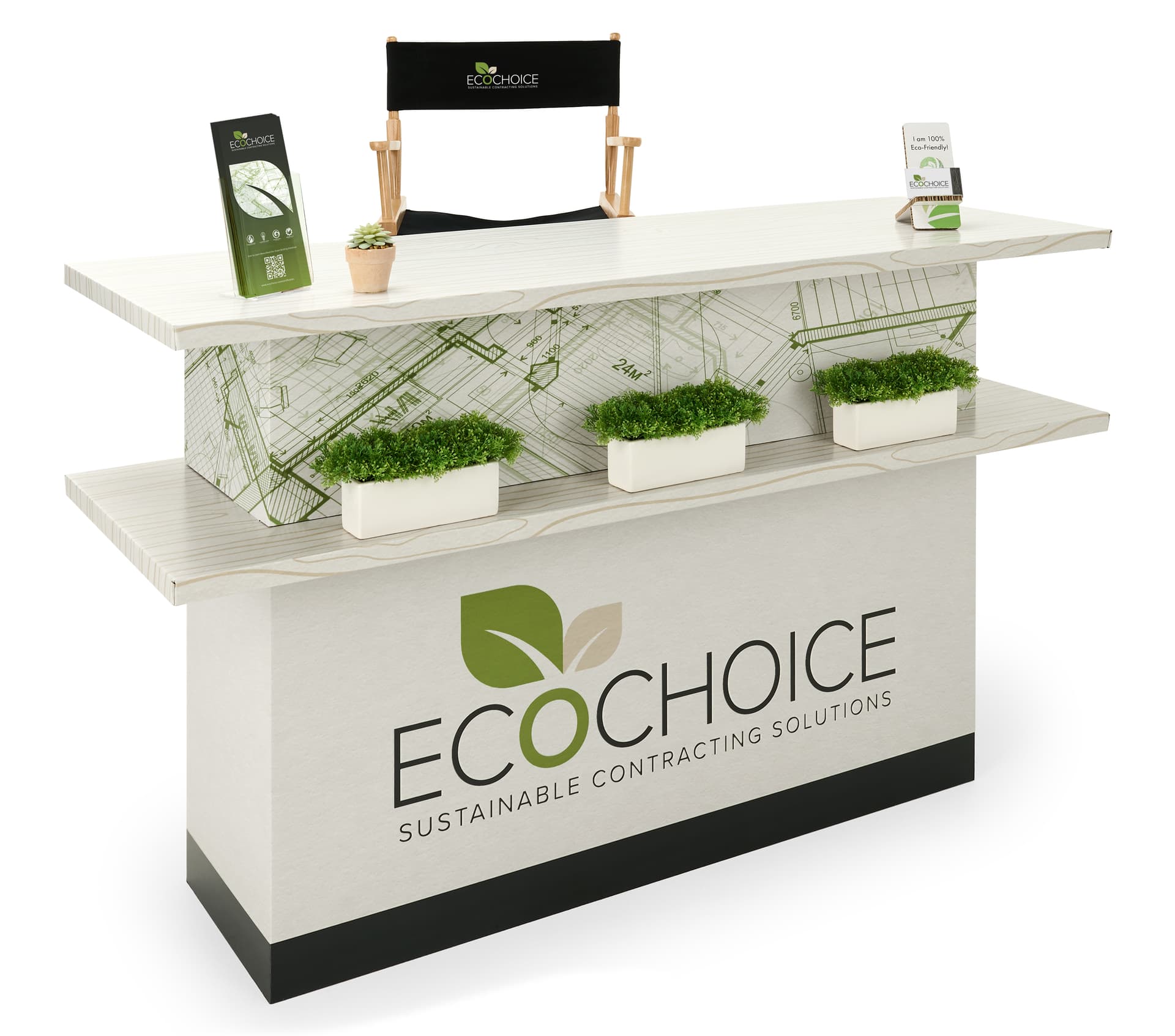 Eco-friendly display counter with eye-catching advertising space