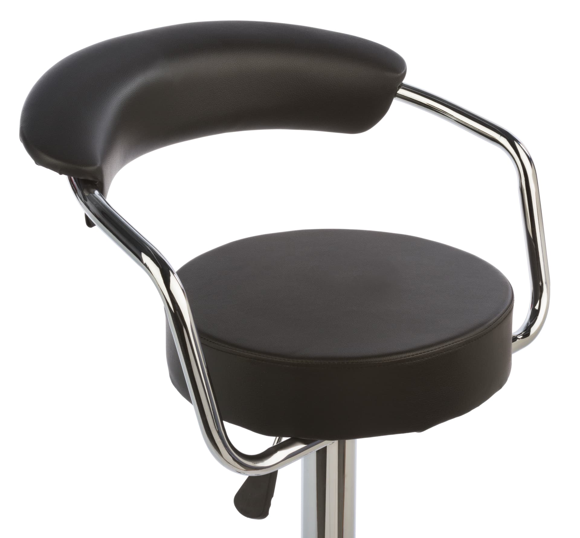 Black Hydraulic Bar Stool and Table Set Made of Leatherette & Chrome