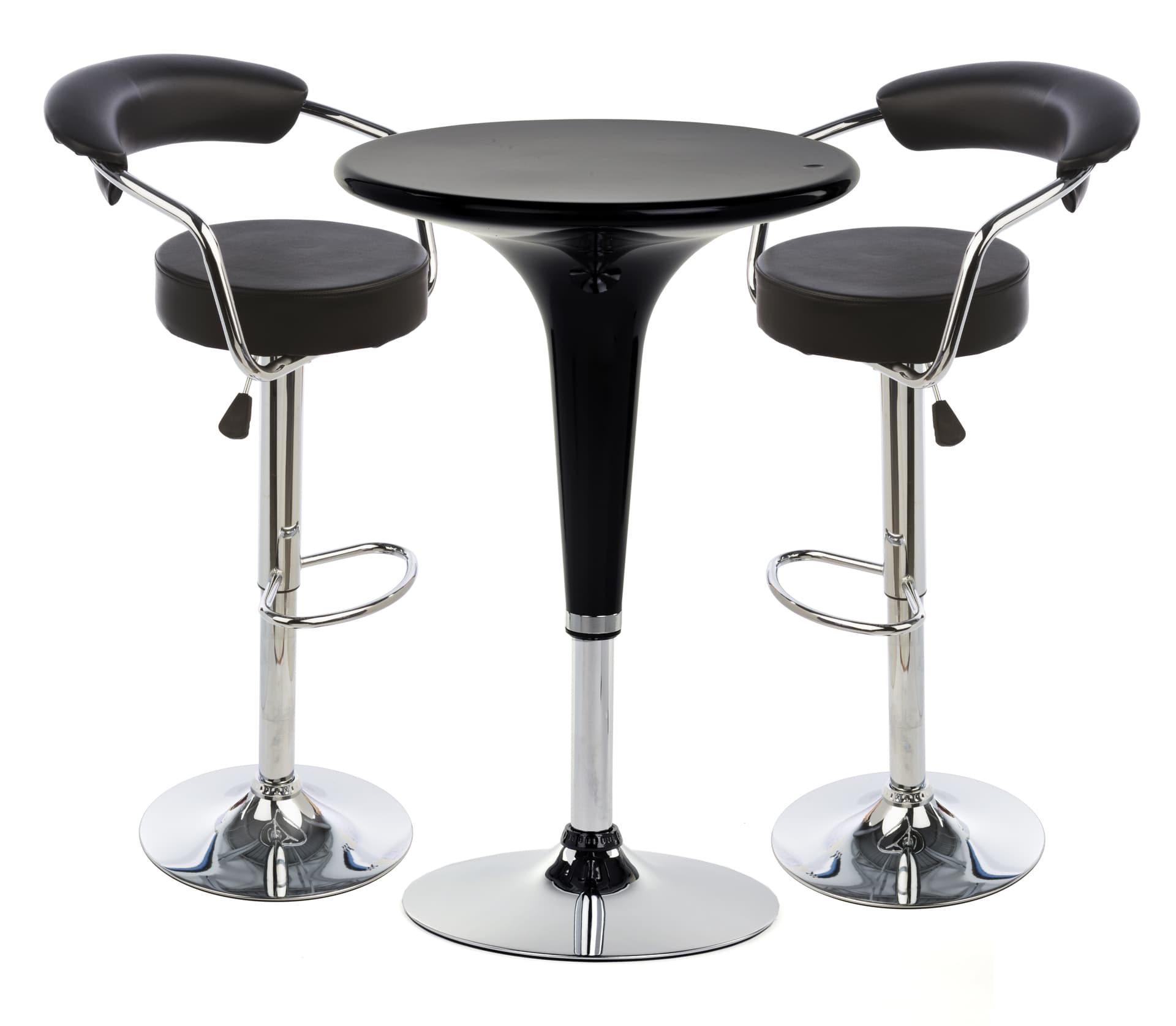 Black Hydraulic Bar Stool and Table Set with Modern Design