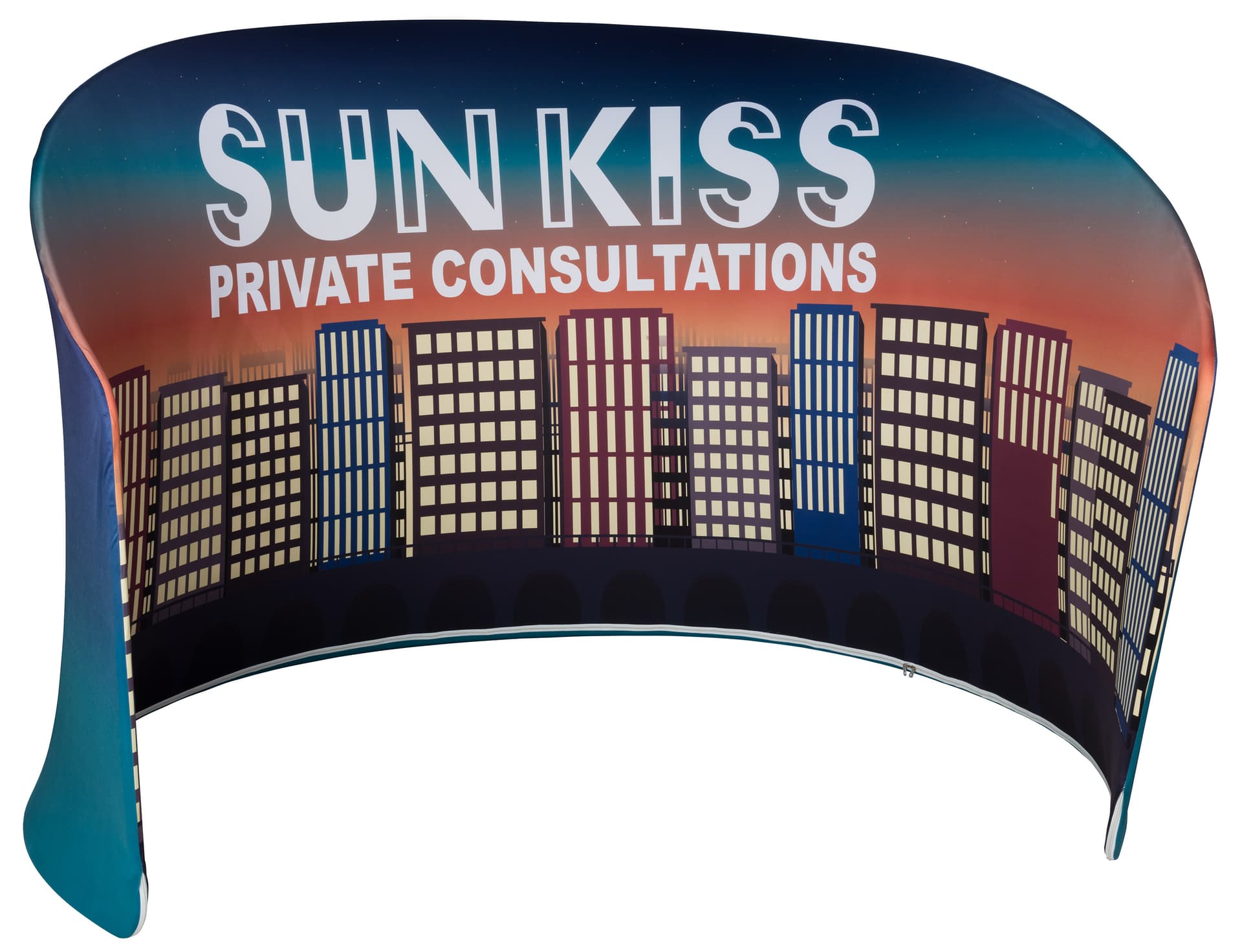 Curved display booth divider wall kit with large backdrop
