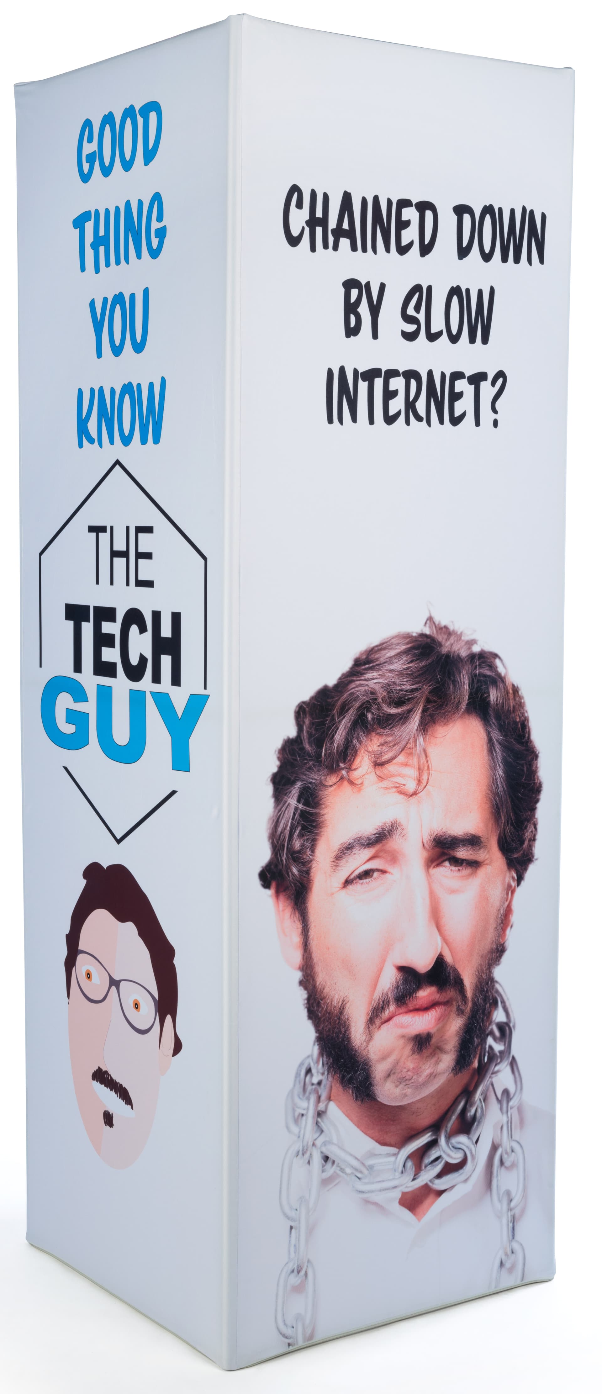 Inline exhibit booth set with 8' tall tower