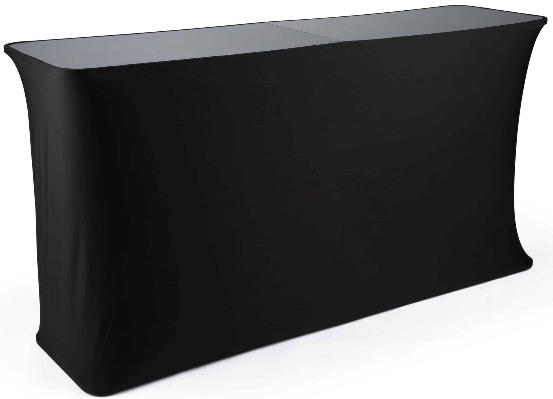 Inline exhibit booth set with black cover for counter