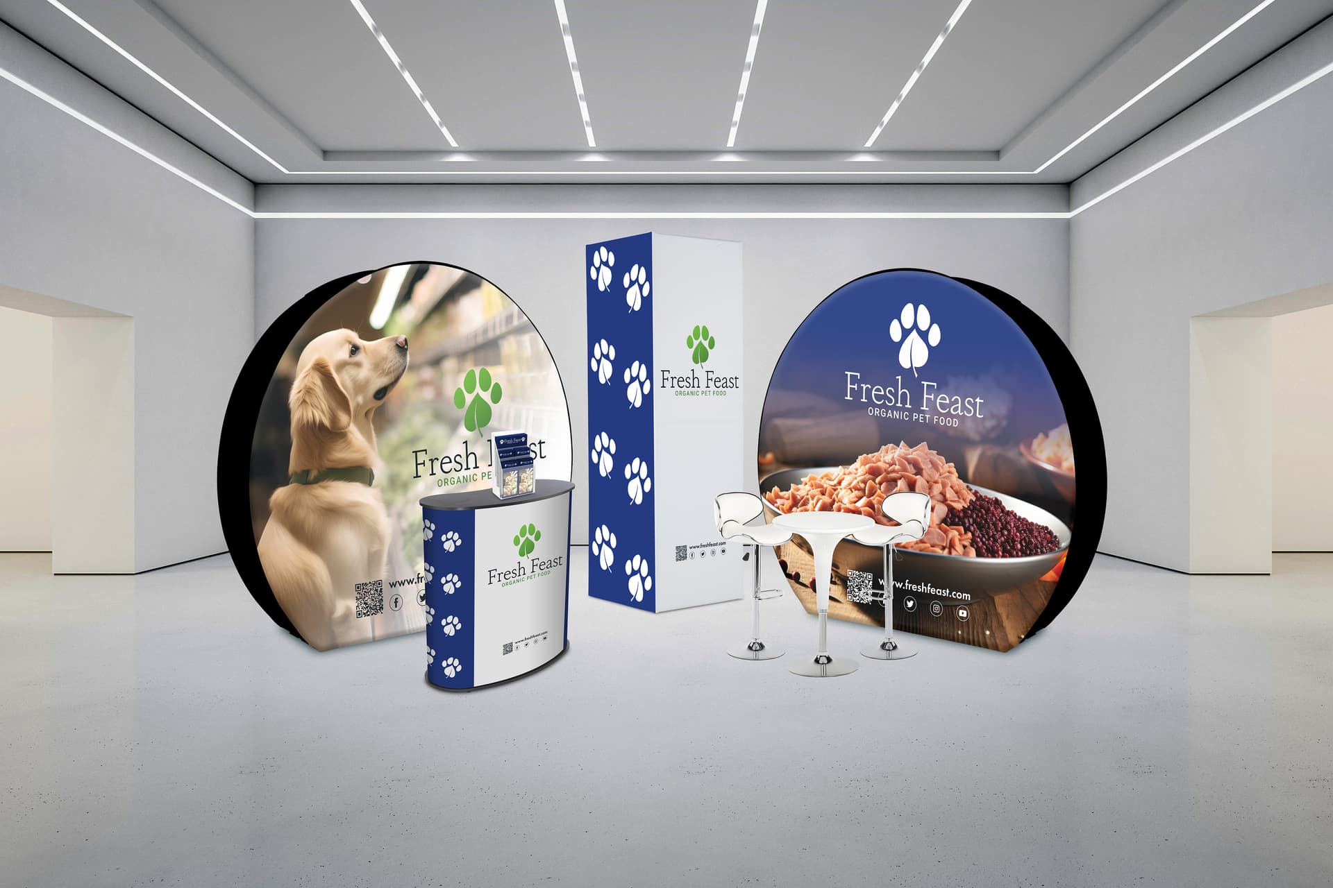 Modern exhibit display furniture set with 9 pieces 