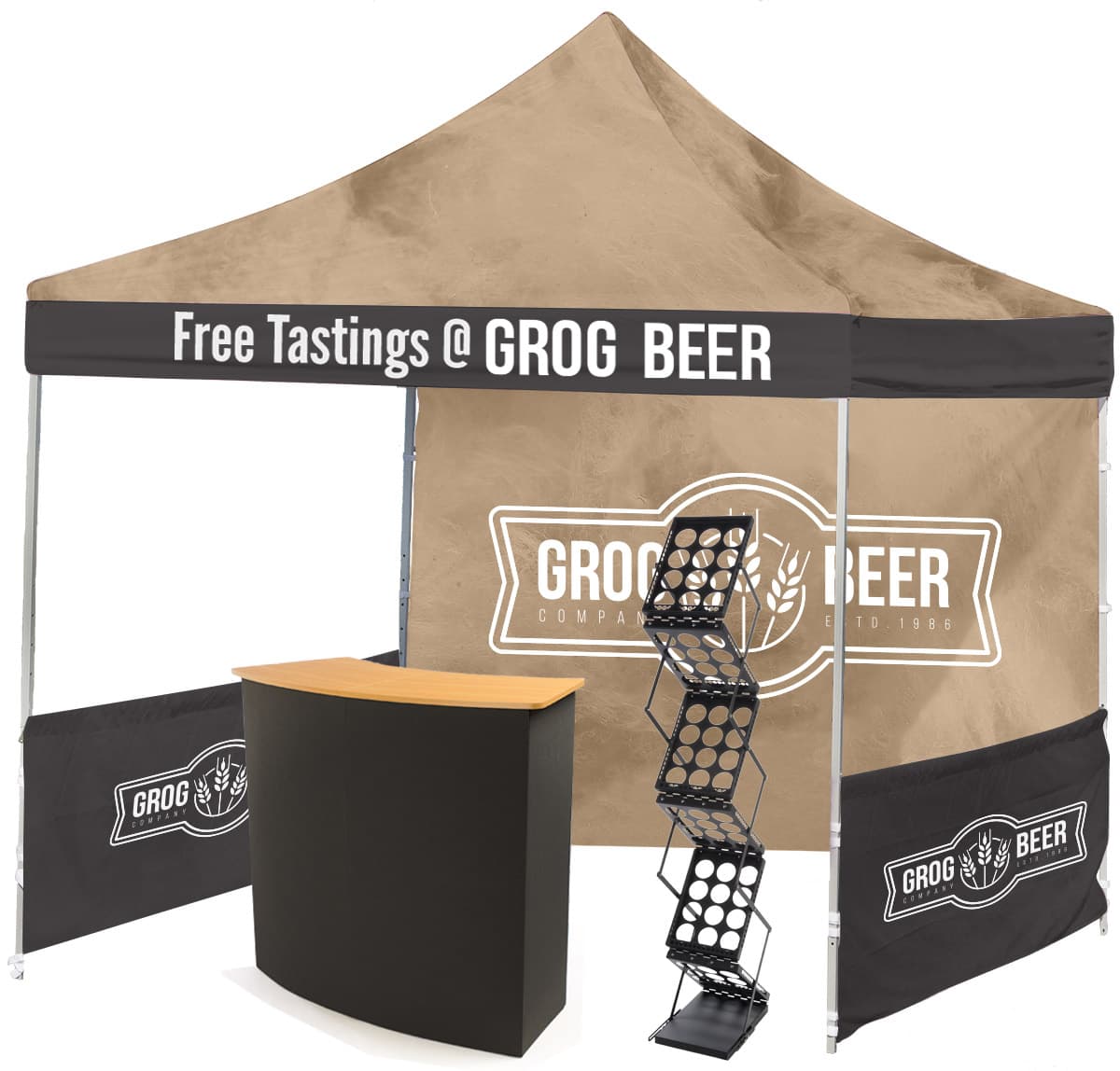 Outdoor booth setup with large format graphics