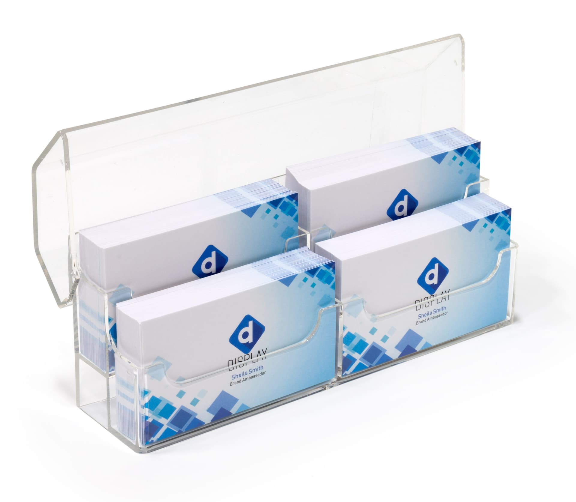 10' trade show booth kit with 2 tier clear acrylic business card holder