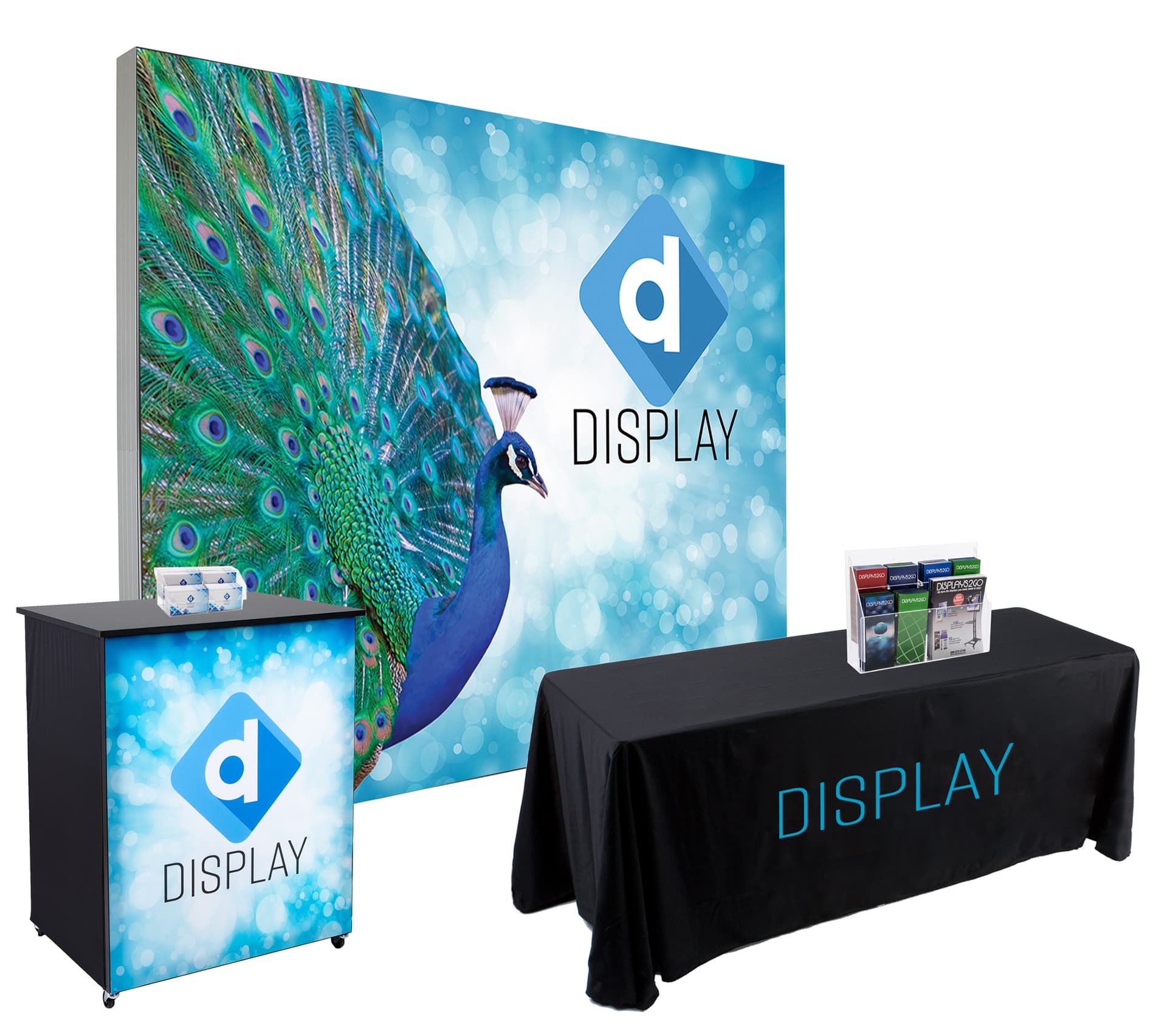 Silicone edge backdrop portable counter and tablecover with 10' trade show booth kit