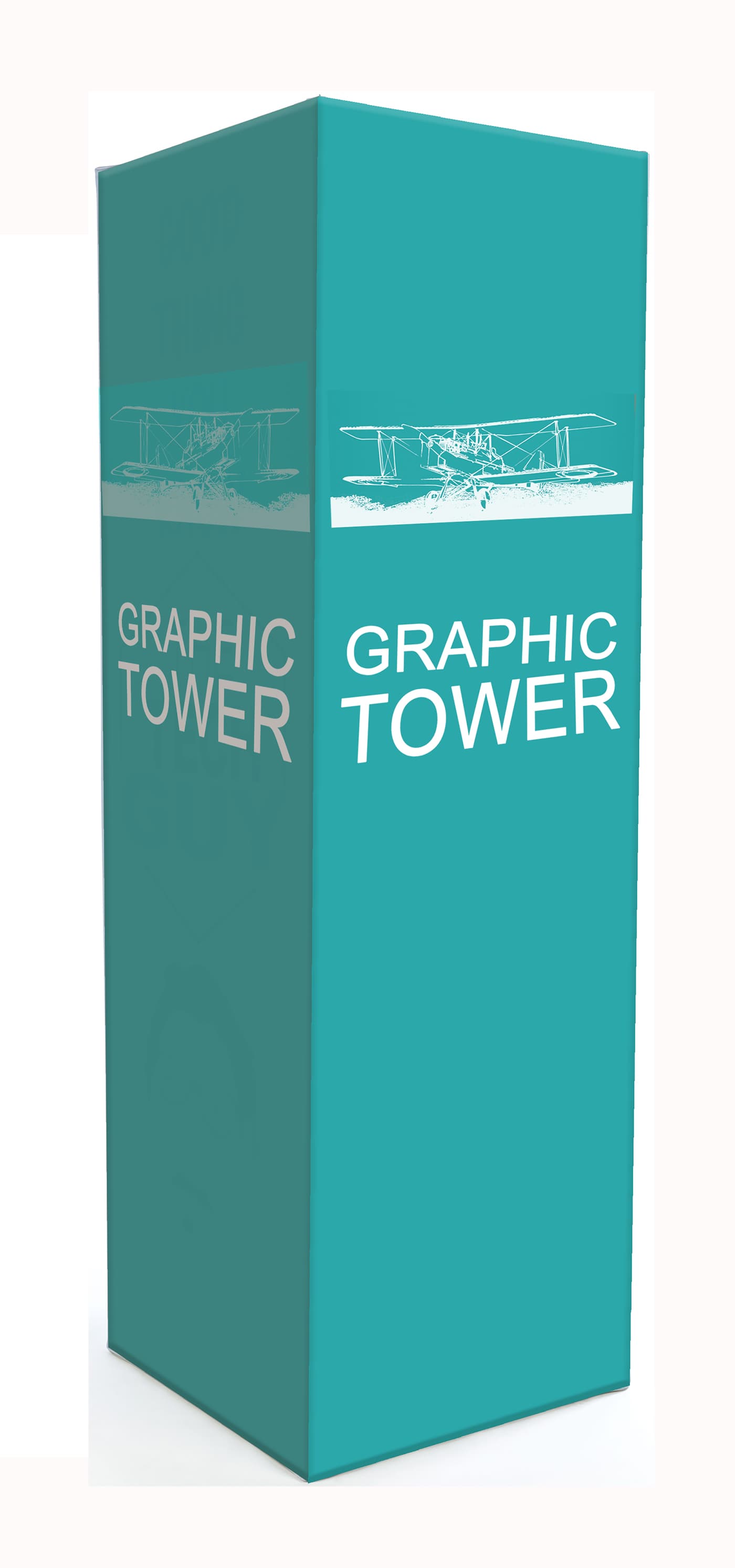 Portable custom graphic covered pop up tower included with custom trade show display