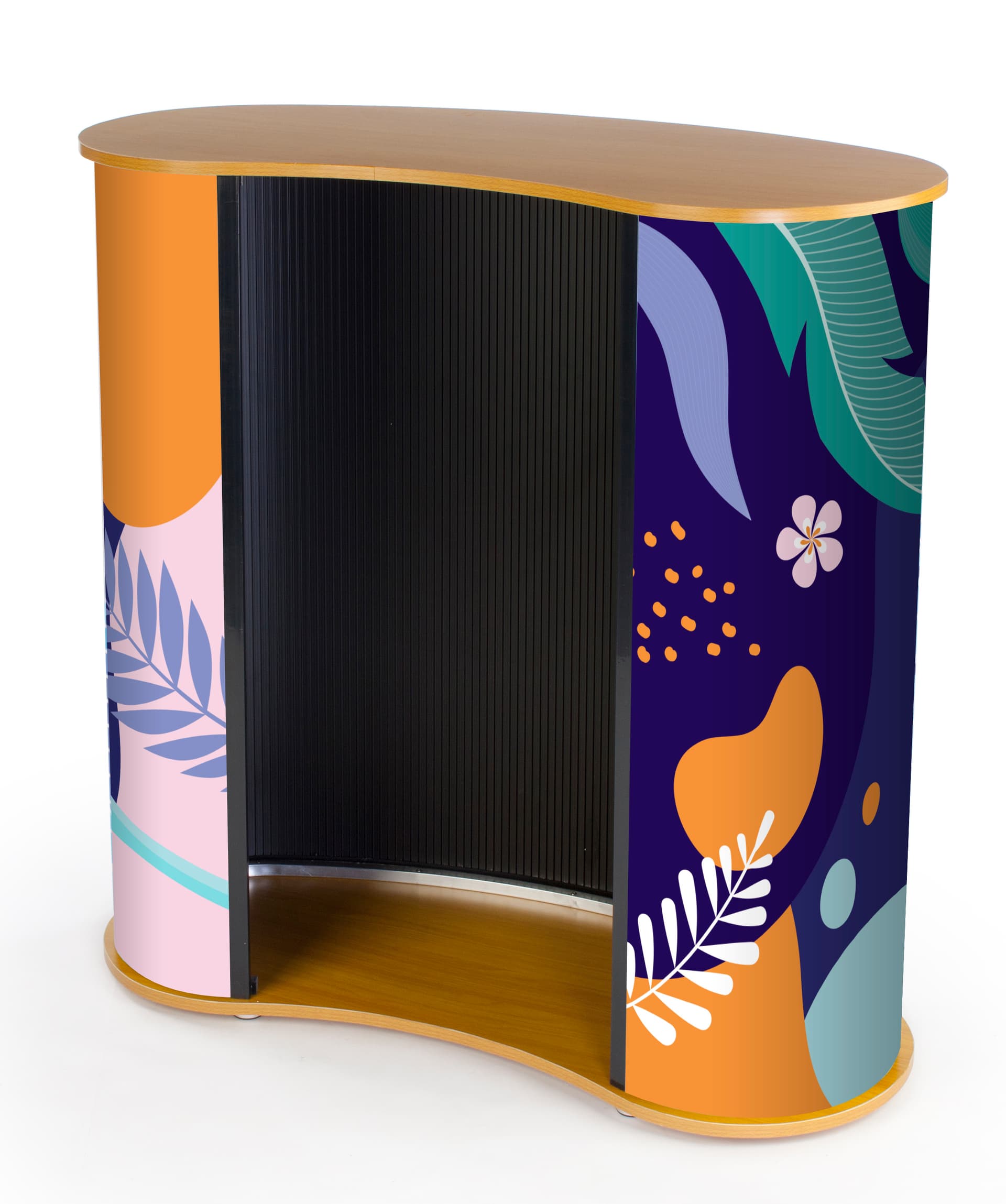 Custom Curved Counter Features MDF Wood Top & Bottom