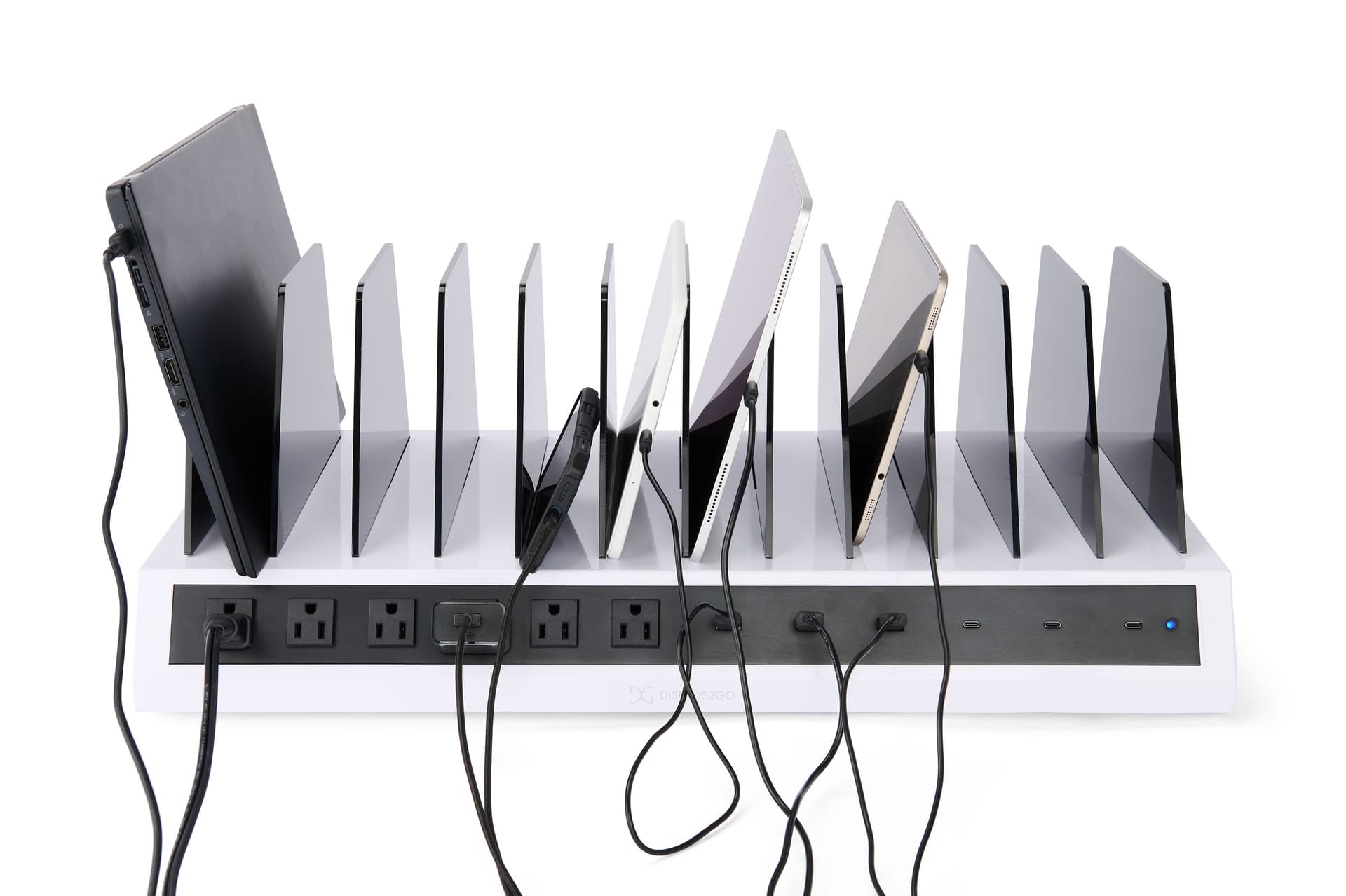 Tabletop charging station with removable dividers
