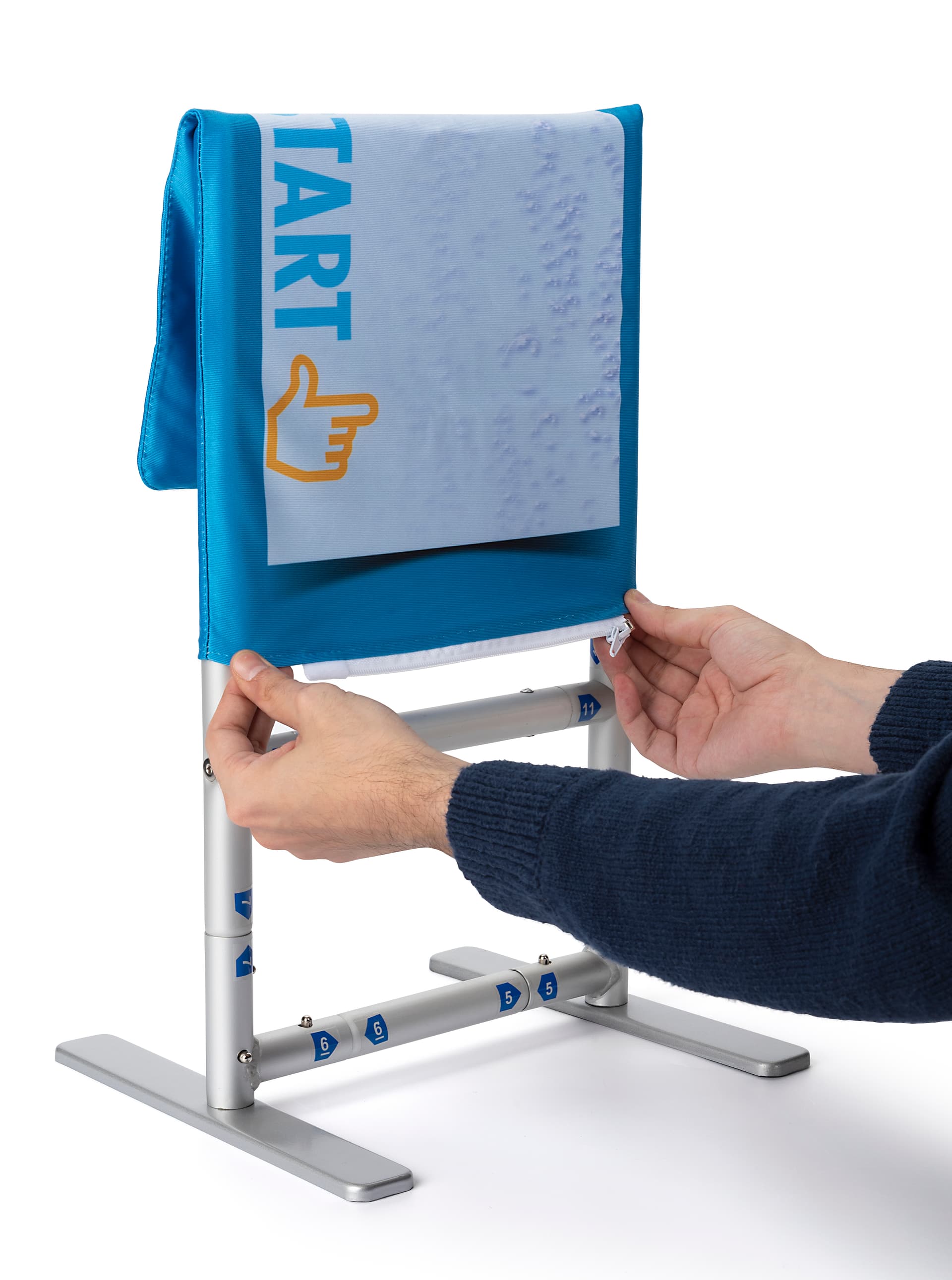 Pre-printed table graphic for sanitizer banner stand
