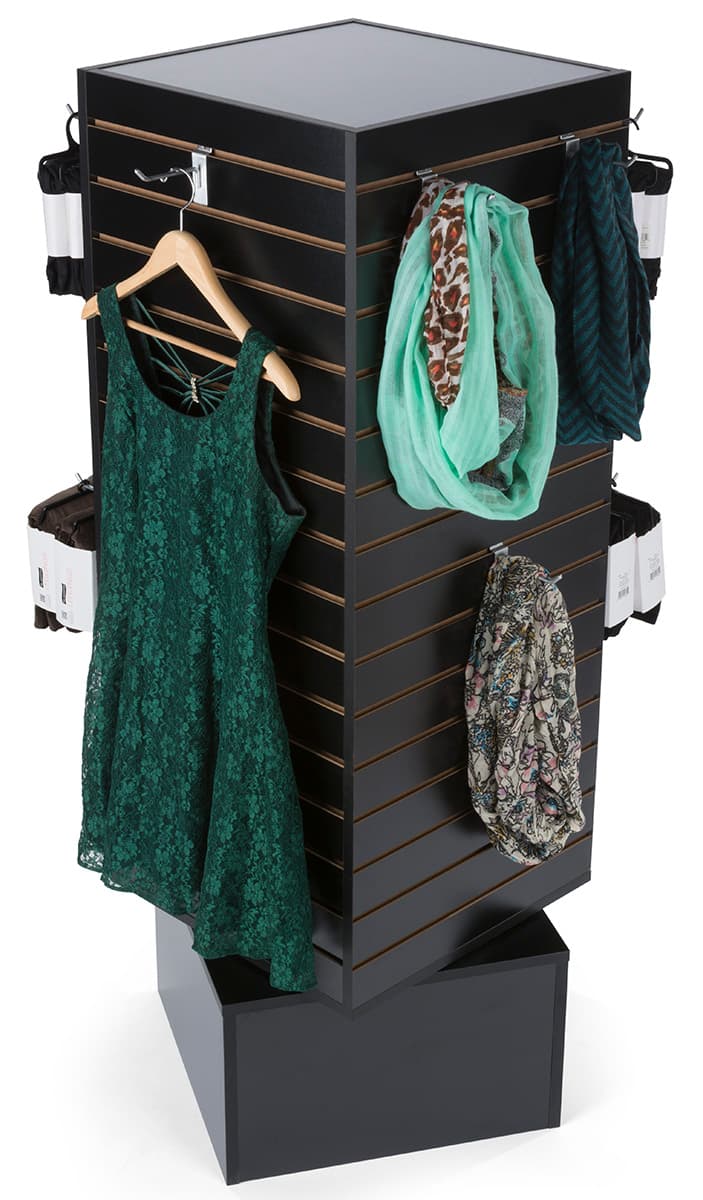 Revolving Slatwall Display Tower with Black Finish