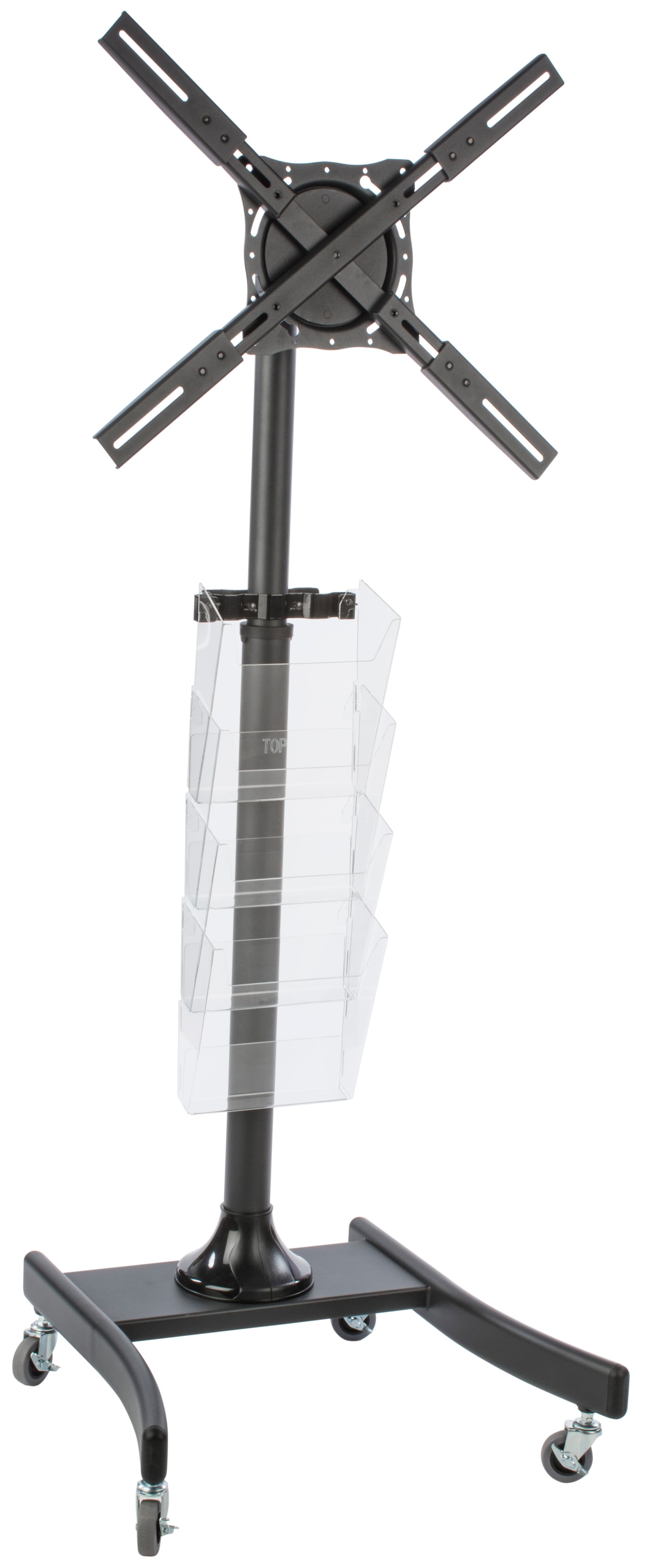 LCD TV Stand with 4 Acrylic Literature Pockets for Informational Reading Materials