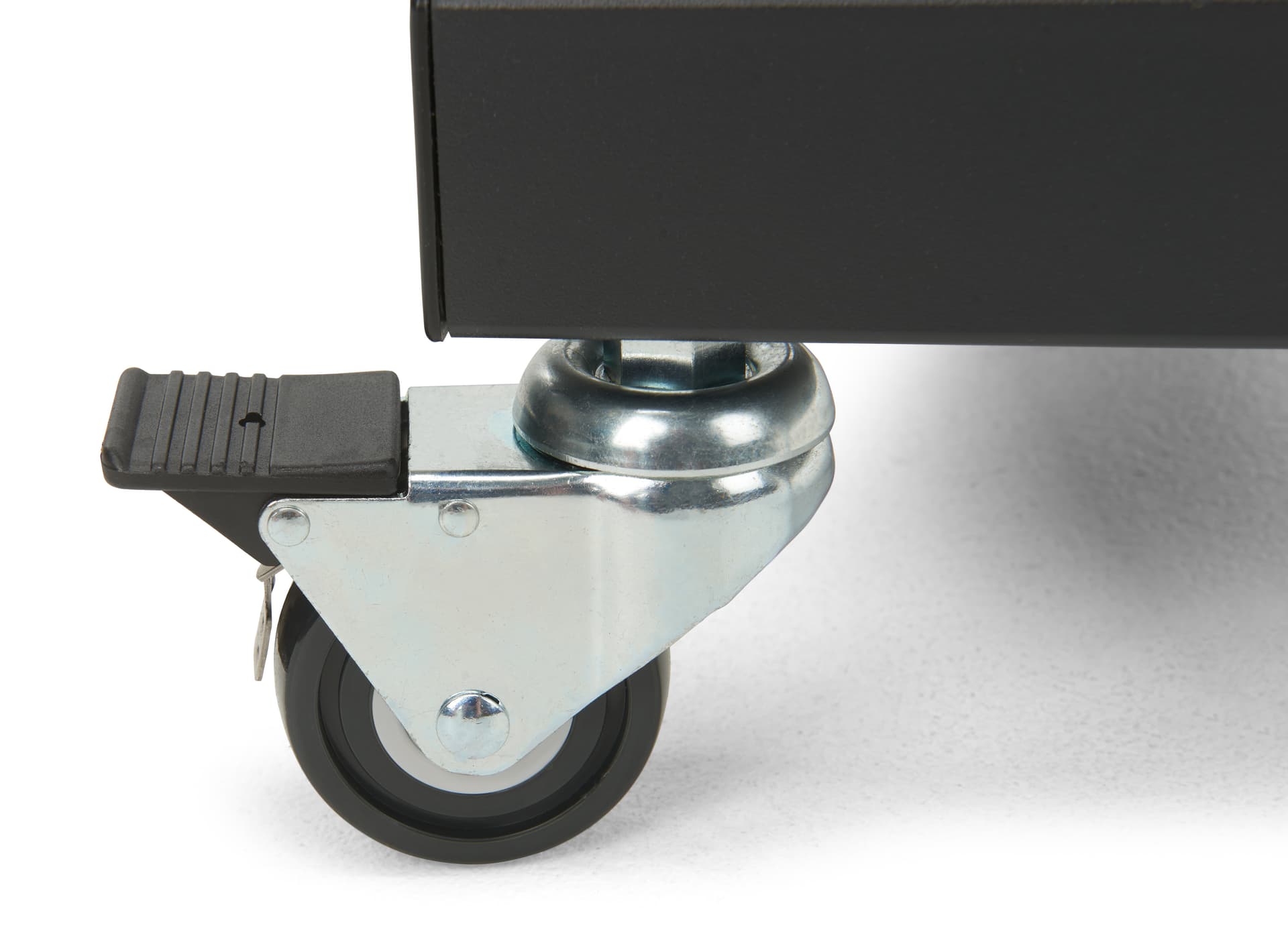 Double screen tv stand with four locking caster wheels