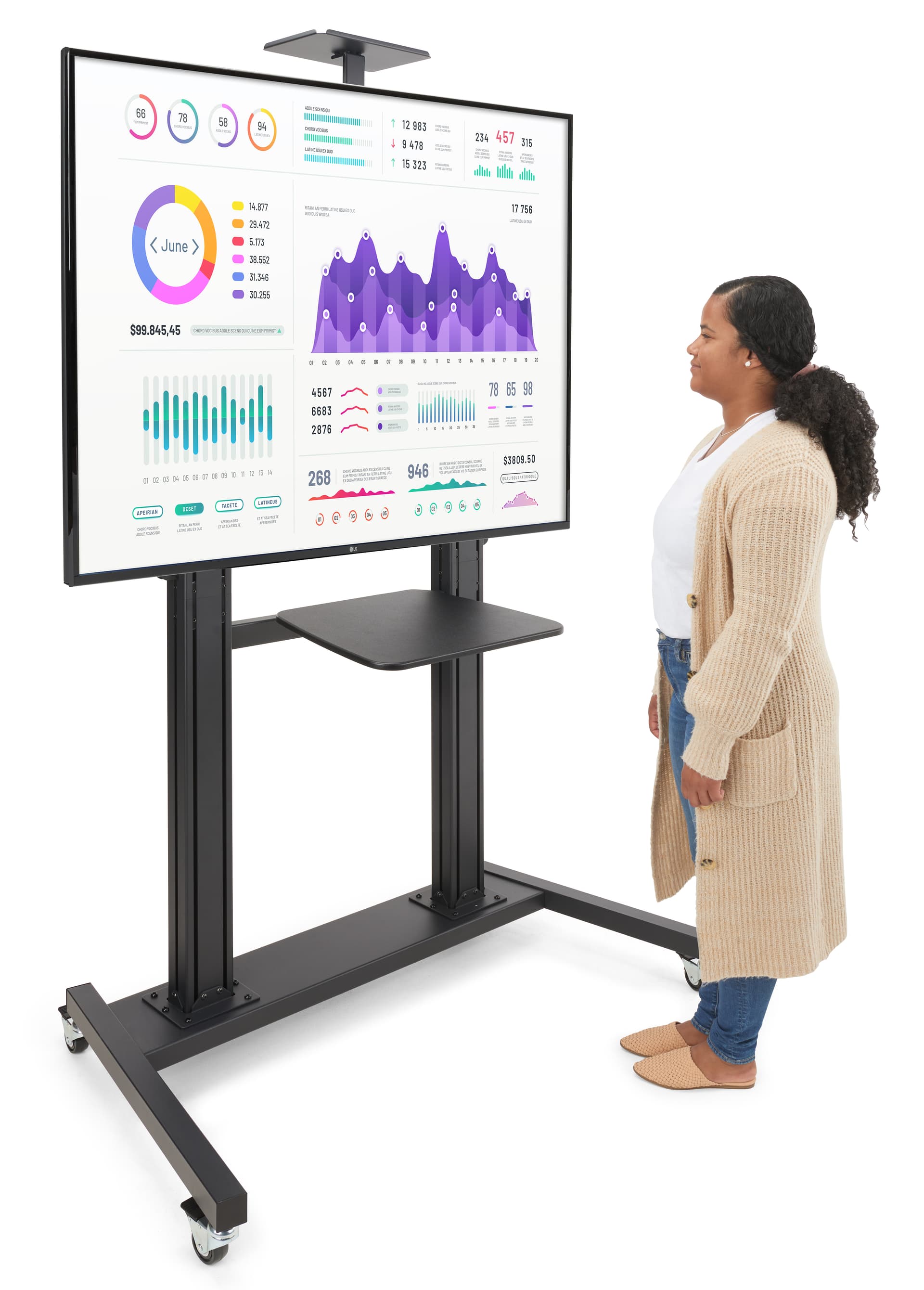 This mobile tv stand adjustable brackets