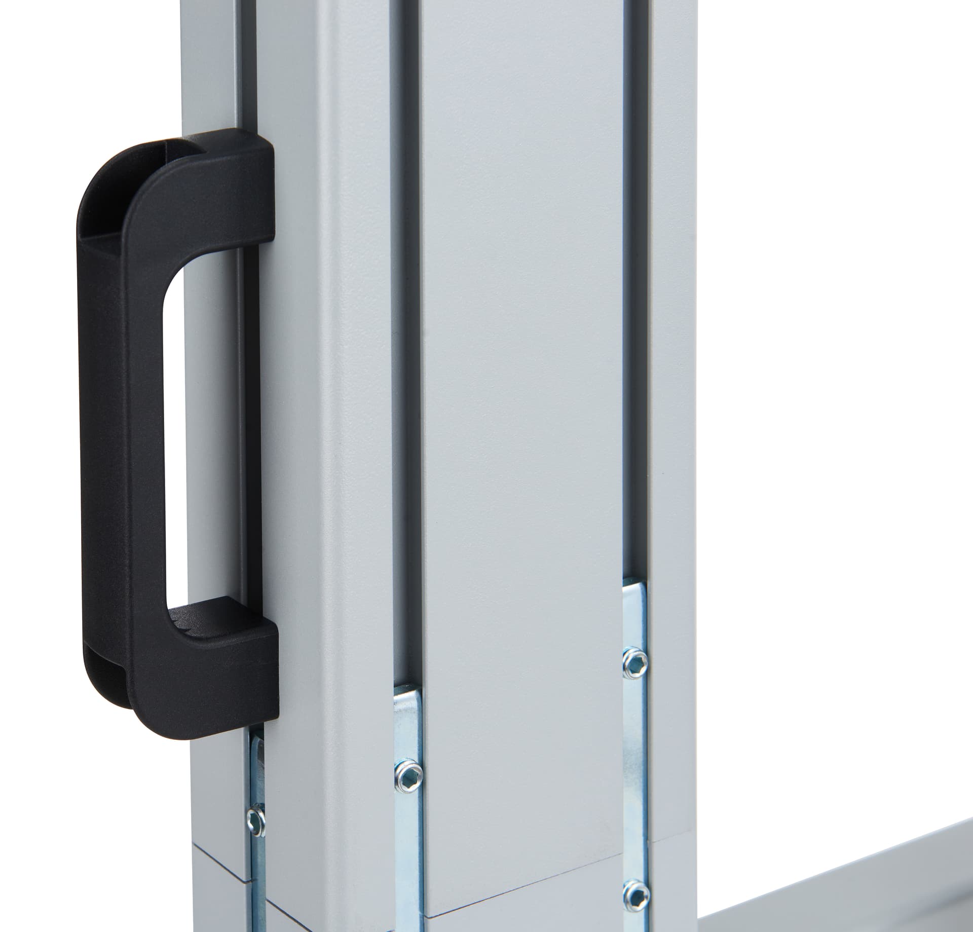 This mobile tv stand has two handles 