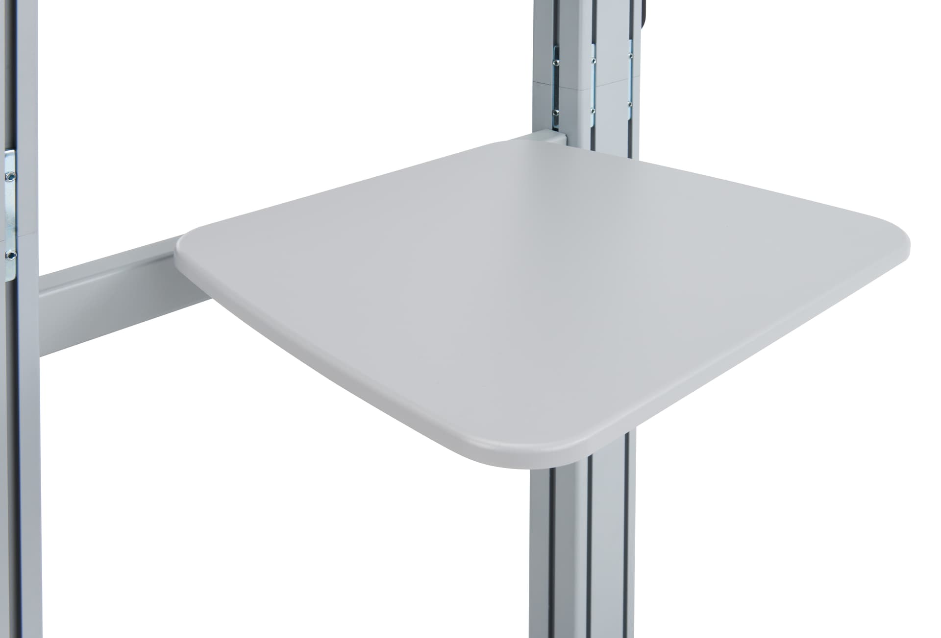 This mobile tv stand has an AV shelf