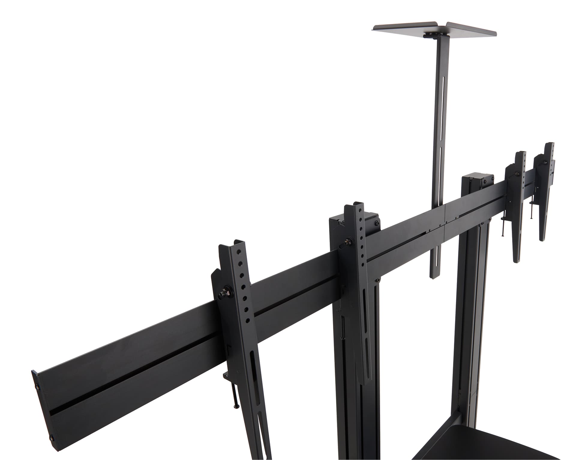Double screen tv stand with a camera tray