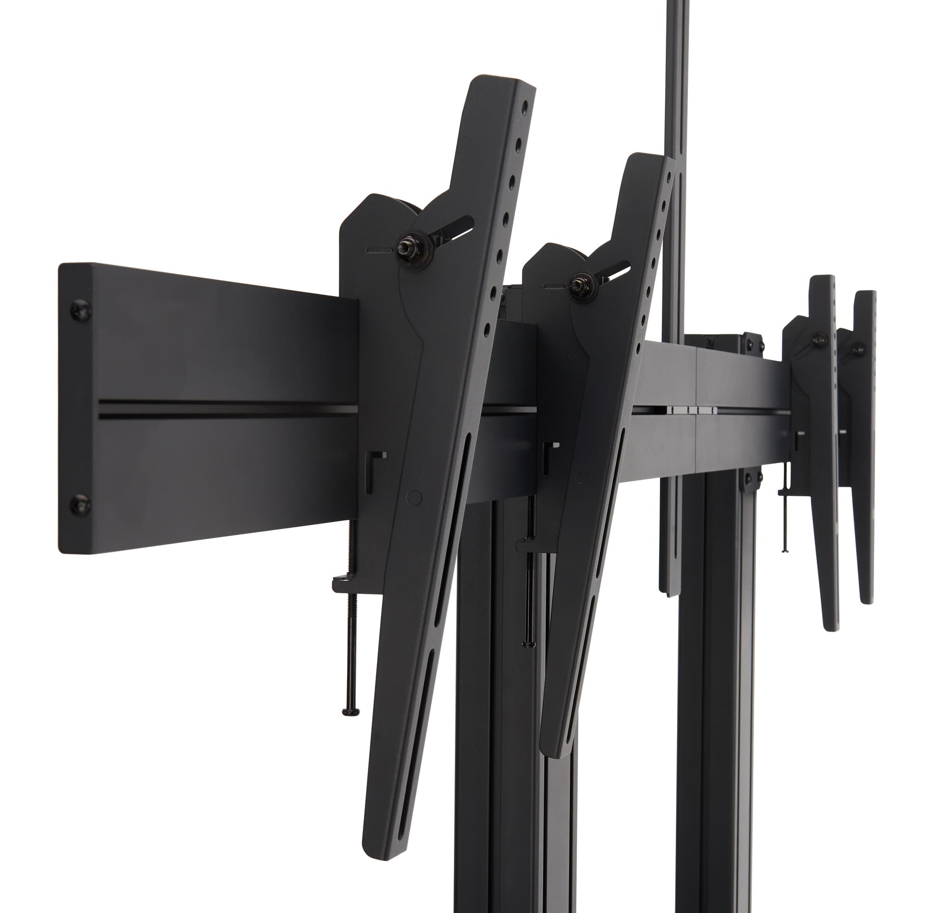 Double screen tv stand with tilting brackets