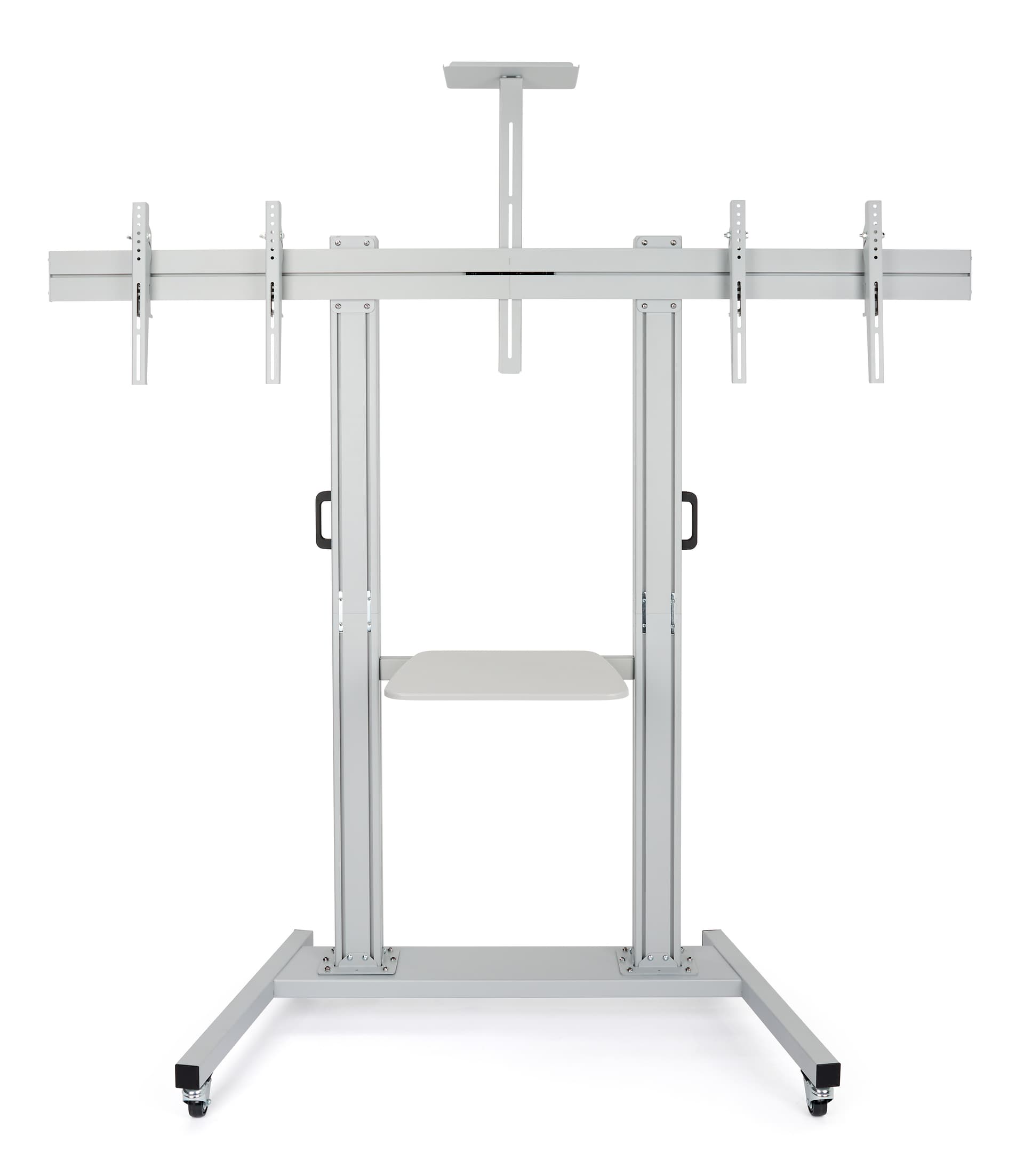 Dual screen tv stand with height adjustable shelves 