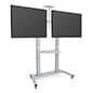 TV Stand w/ 19.8" Shelf, Fits Two 60" Monitors, Camera Tray, Locking Wheels - Black 