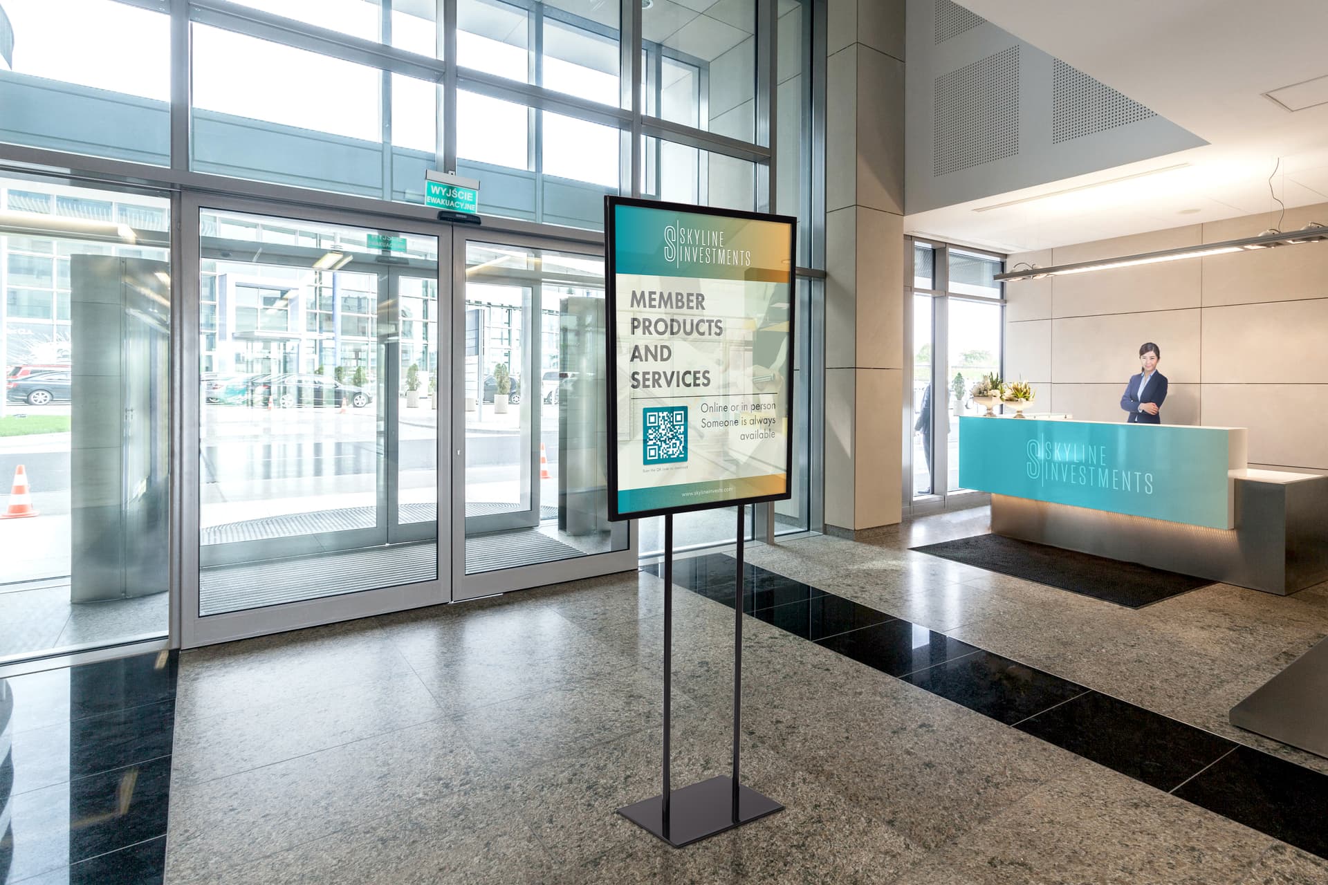 Steel poster stand for promotional content