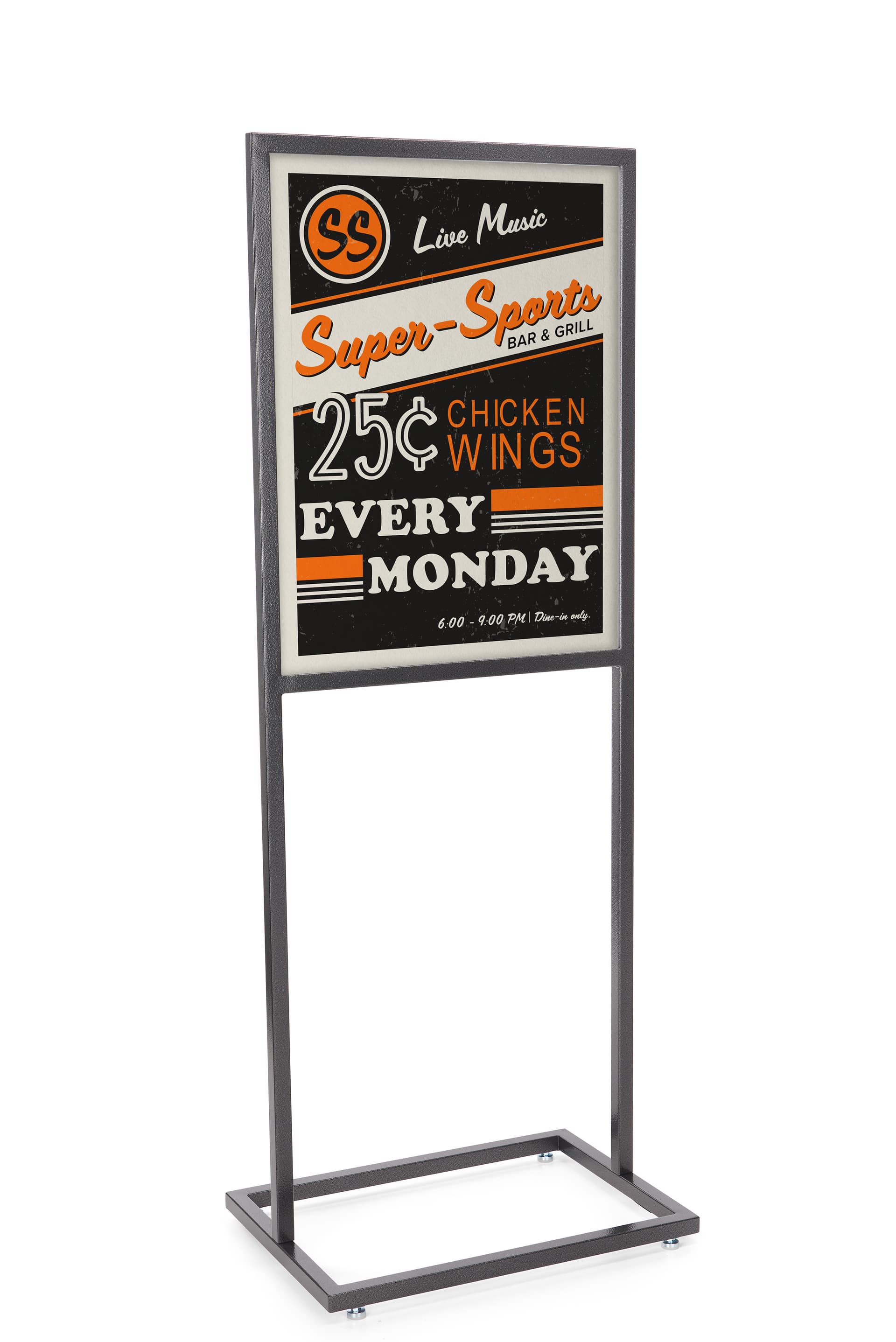 Metal sign holder with stable base