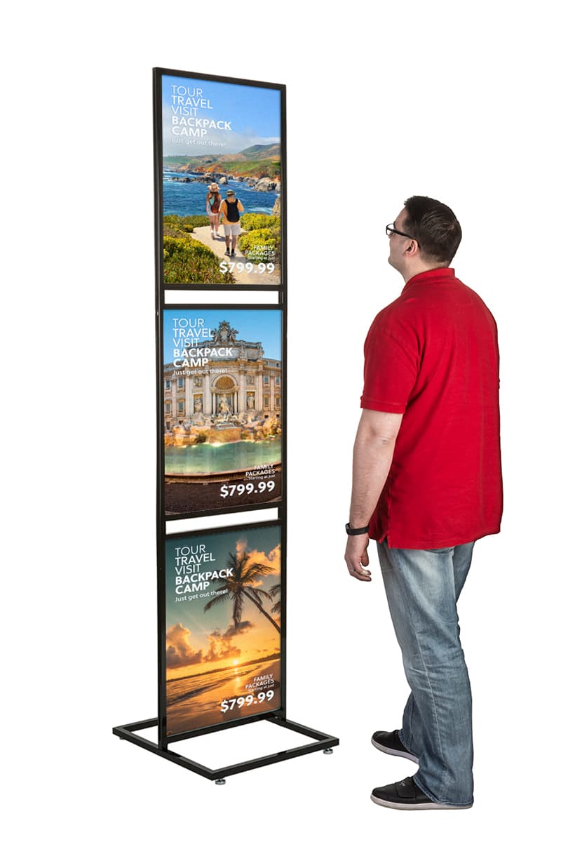 Triple Tier 22" x 28" Graphic Stand For Indoor Floor Displays