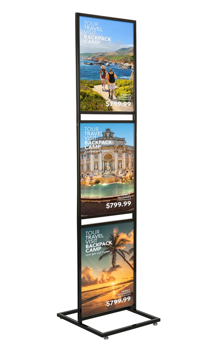 Triple Tier 22" x 28" Graphic Stand For Floor Display
