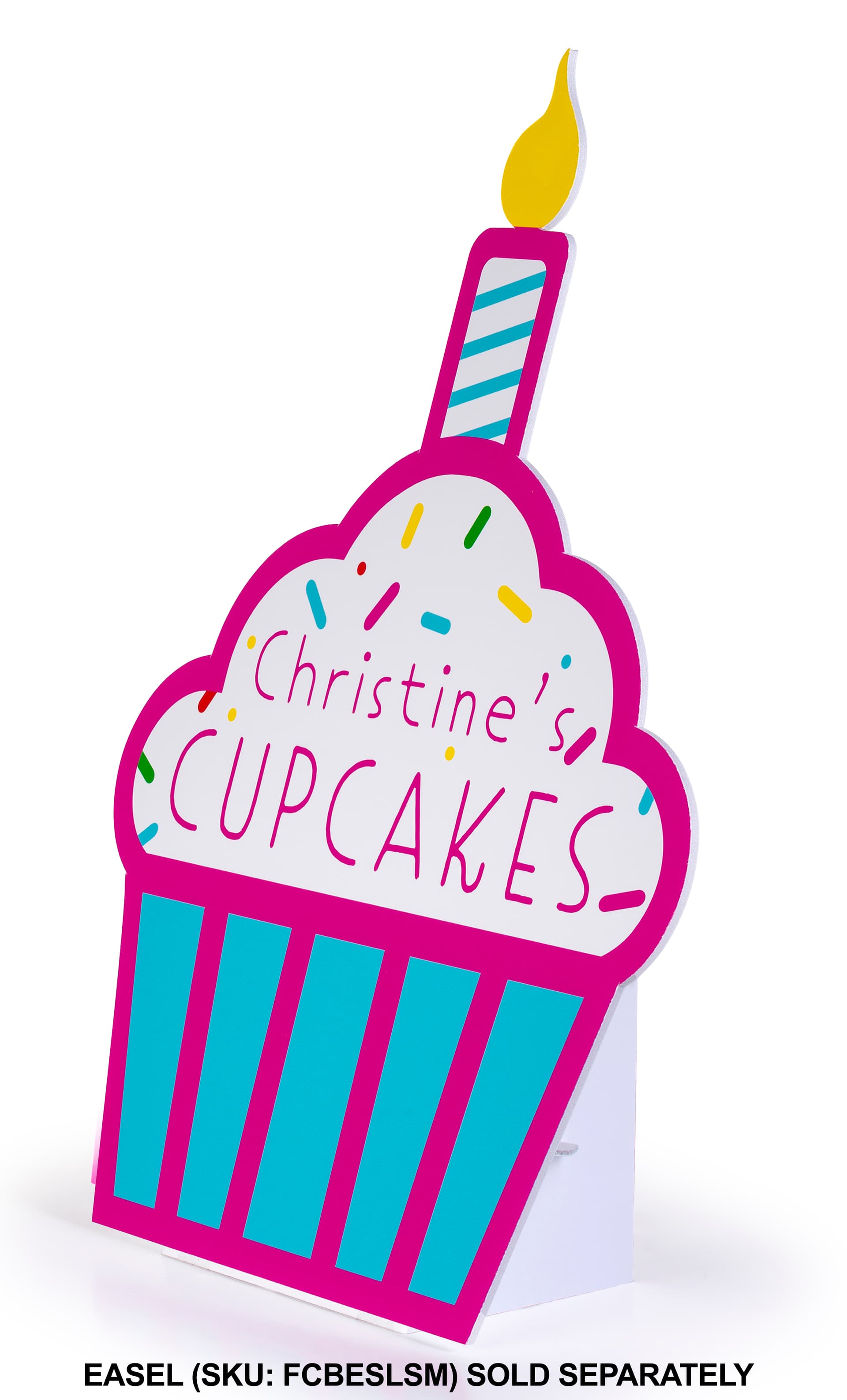 Custom shaped foam board sign on small easel FCBESLMS